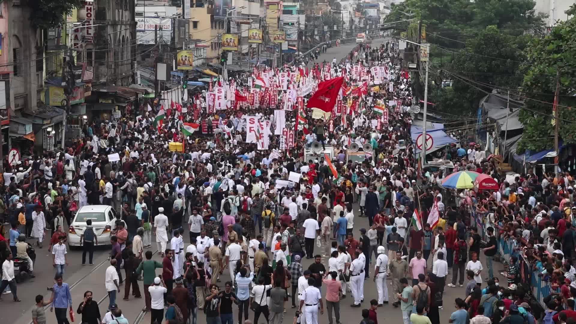 Students' Protest March In Kolkata,India