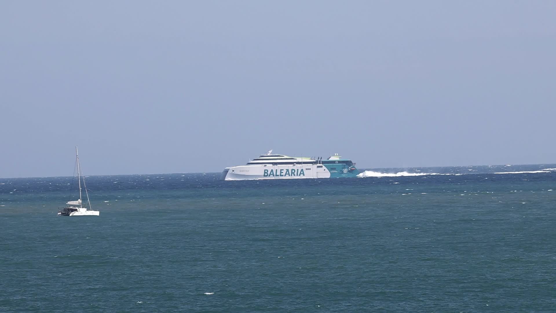Balearia Fast Ferry Arriving at the Port of Barcelona