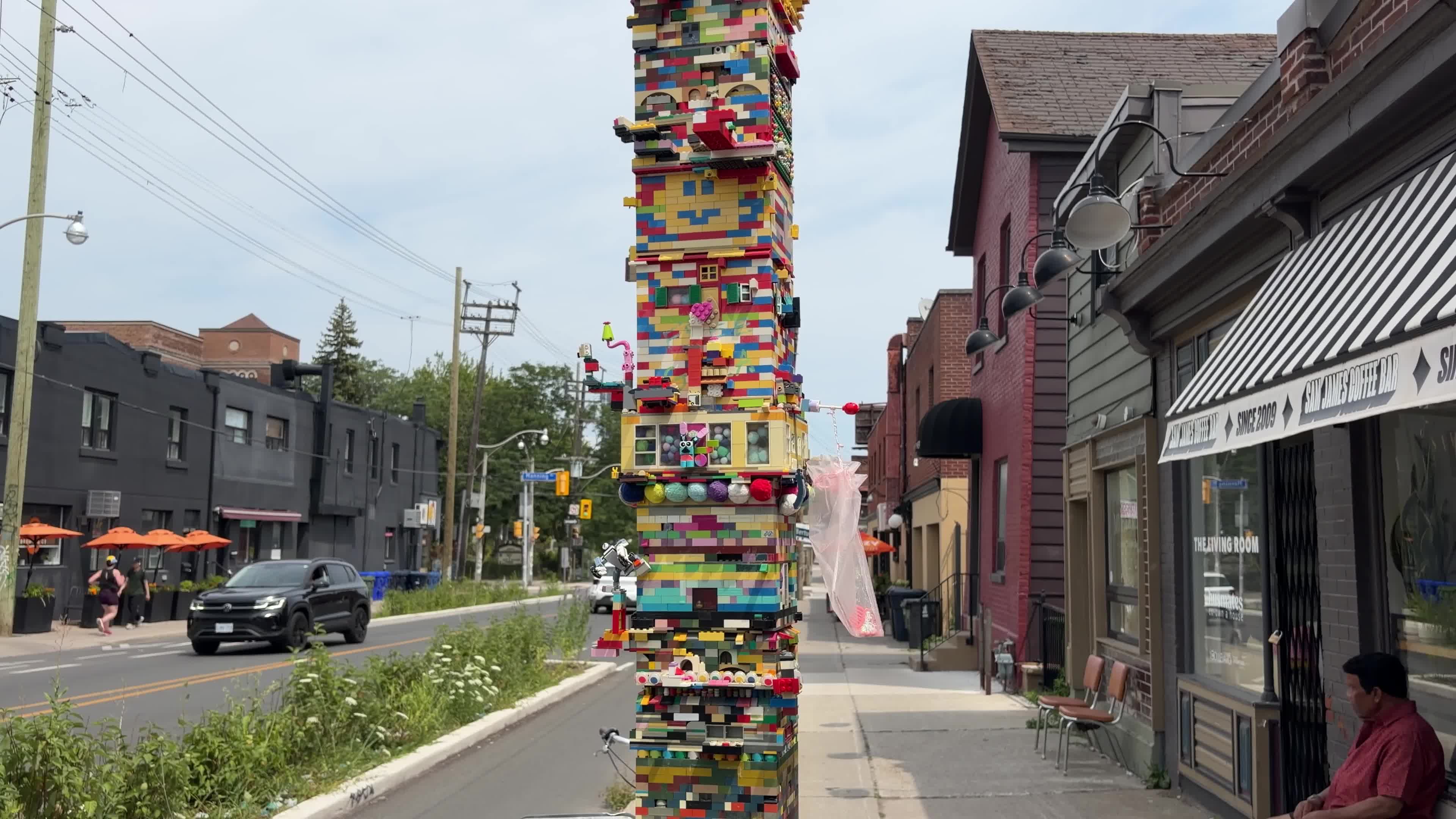 LEGO-Covered Street Pole in Toronto