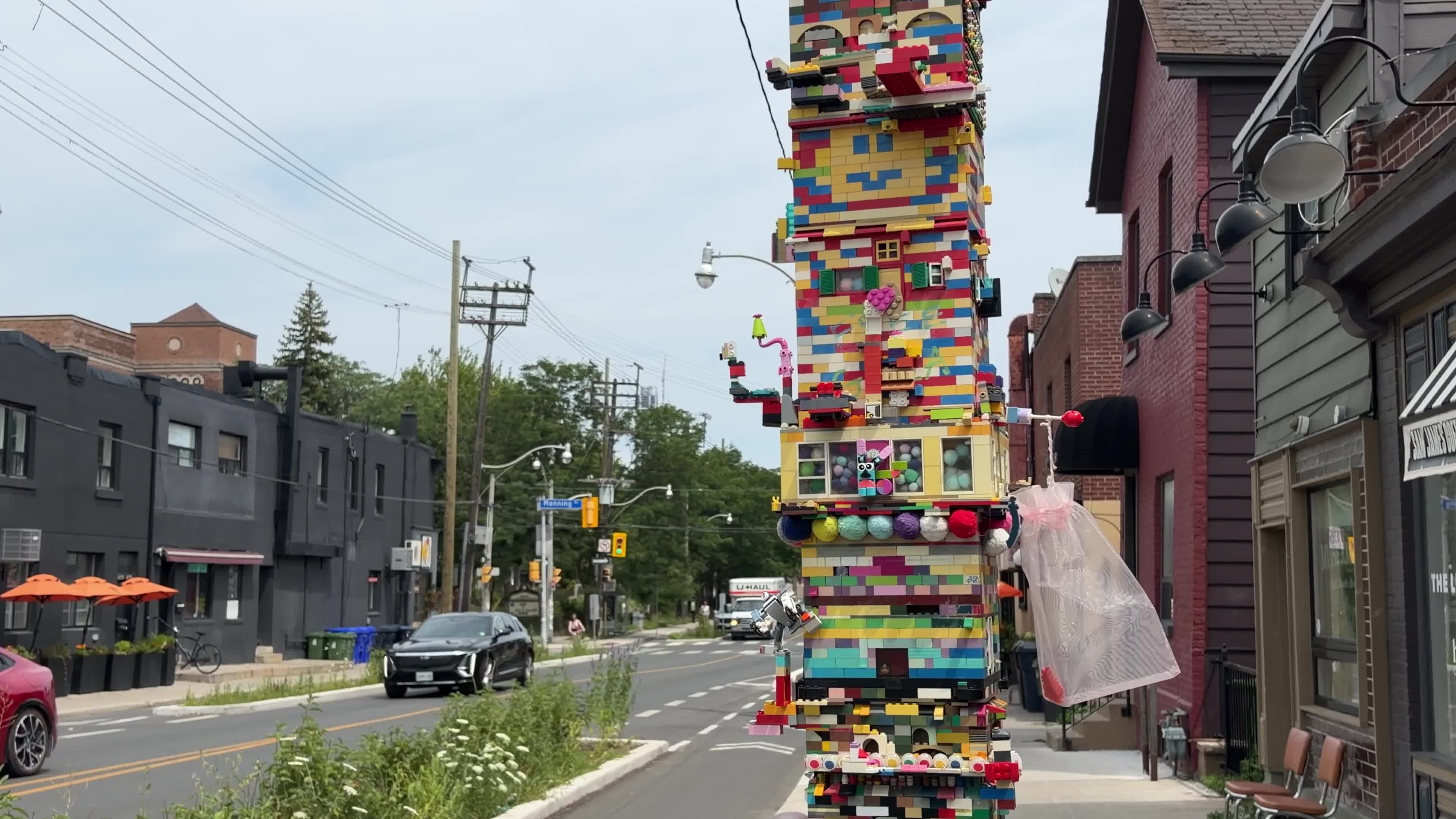 LEGO-Covered Street Pole in Toronto