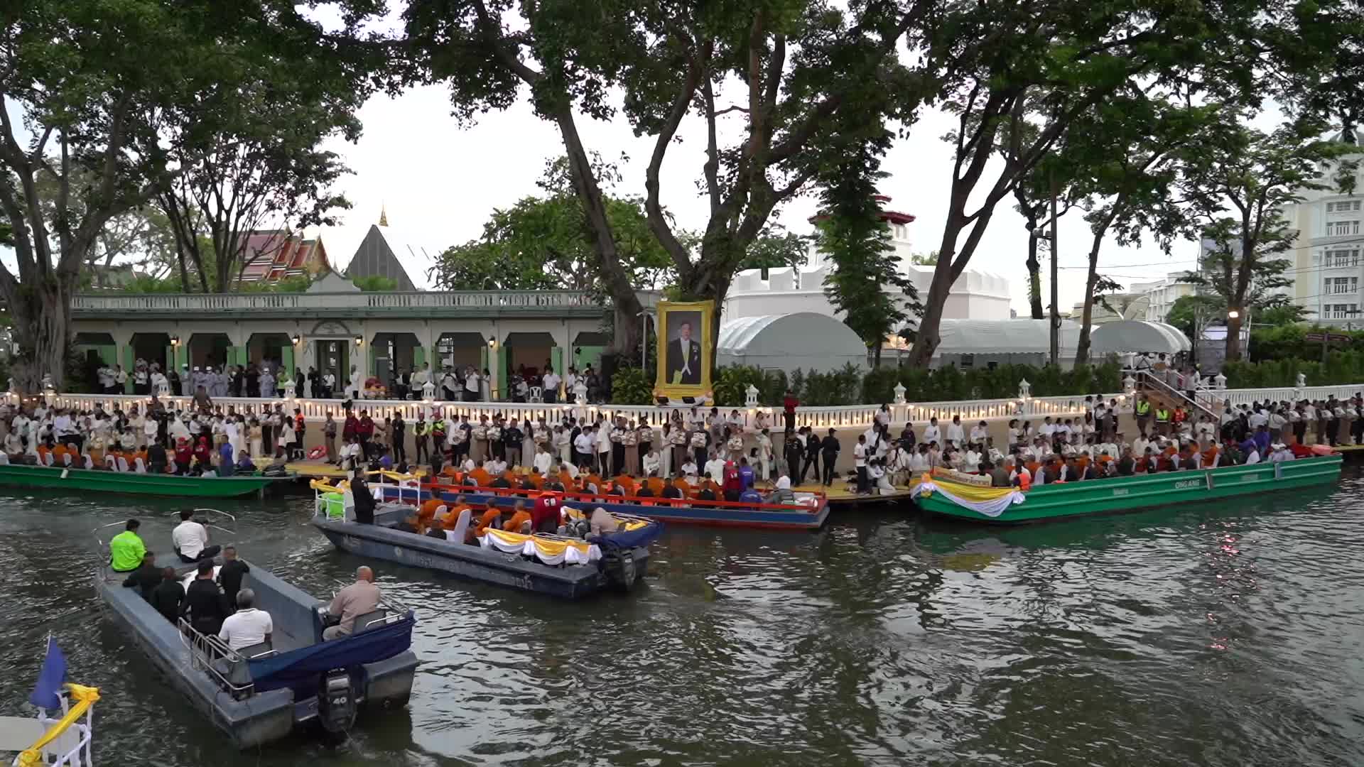 Boat Alms Giving Ceremony Featuring 225 Buddhist Monks.