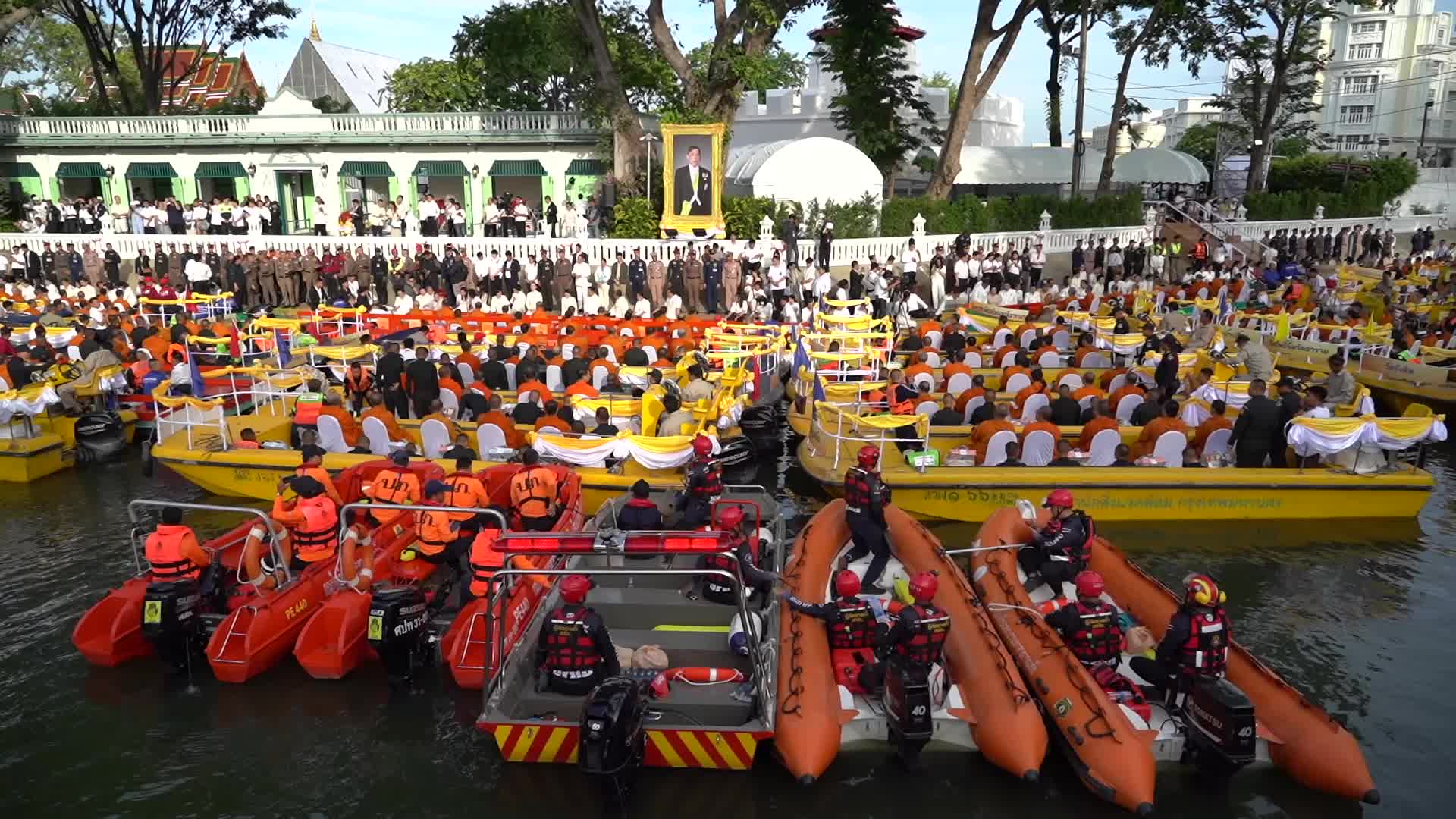 Boat Alms Giving Ceremony Featuring 225 Buddhist Monks.