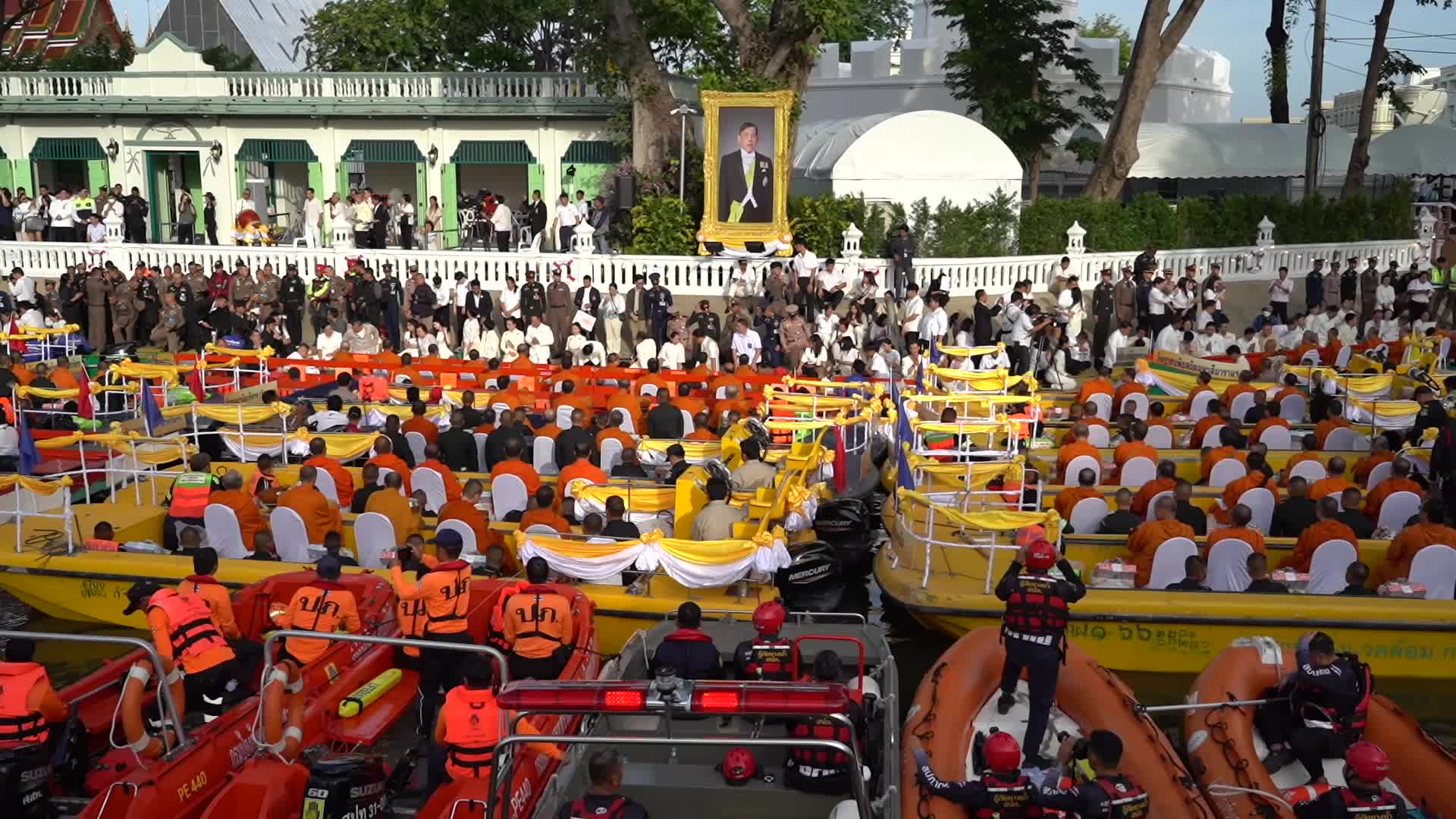 Boat Alms Giving Ceremony Featuring 225 Buddhist Monks.