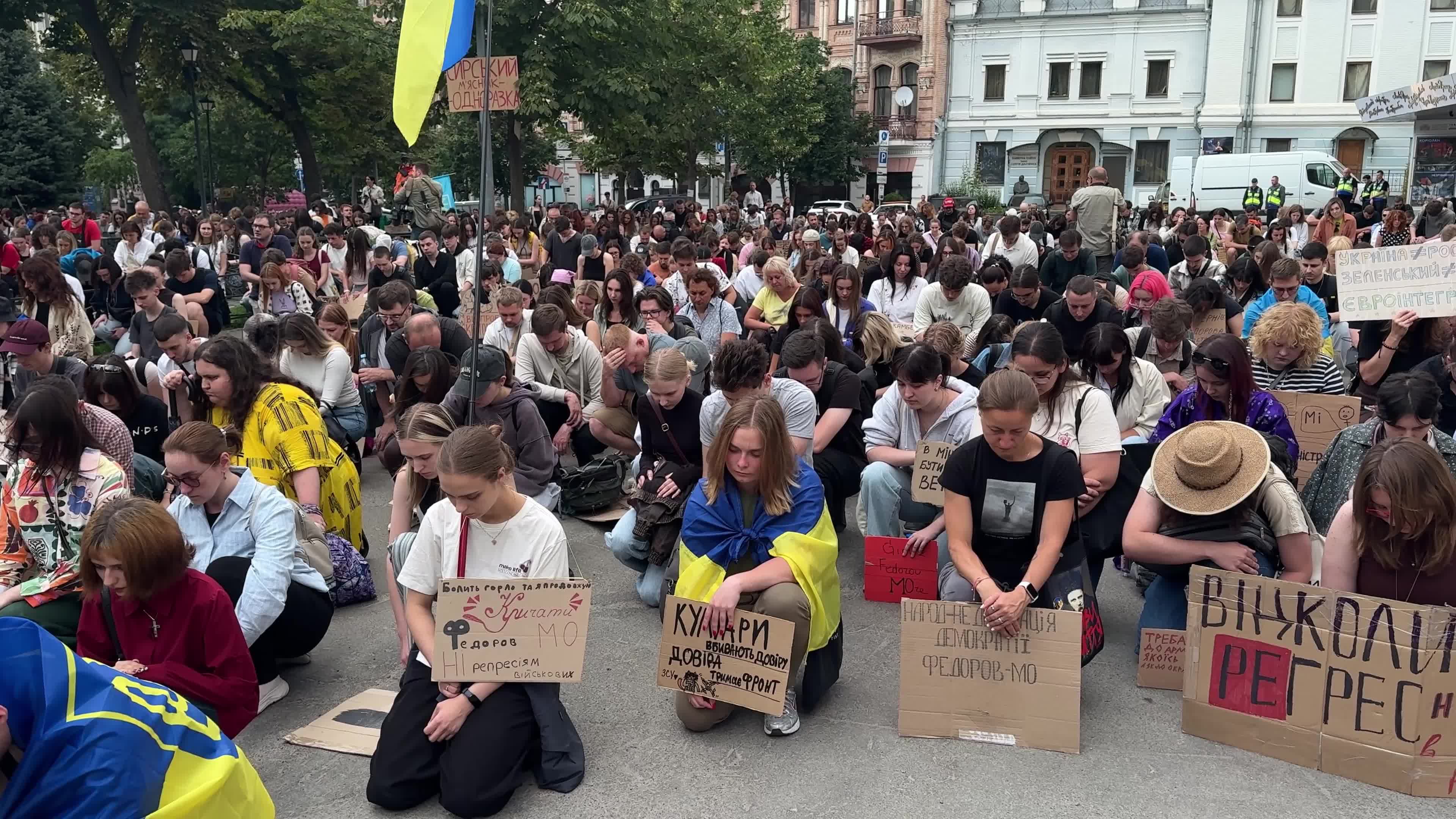 Ukrainians protest against dismissal of Defence Minister Mykhailo Fedorov