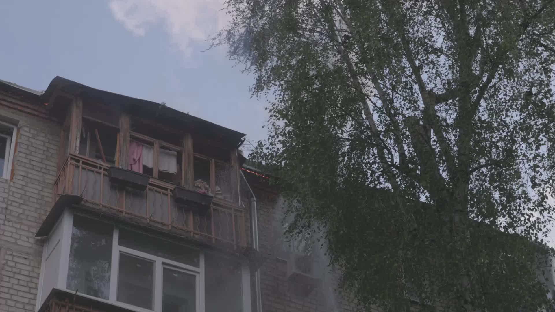 Firefighters Battle Blaze After Shahed Drone Strike on Residential Building in Kharkiv