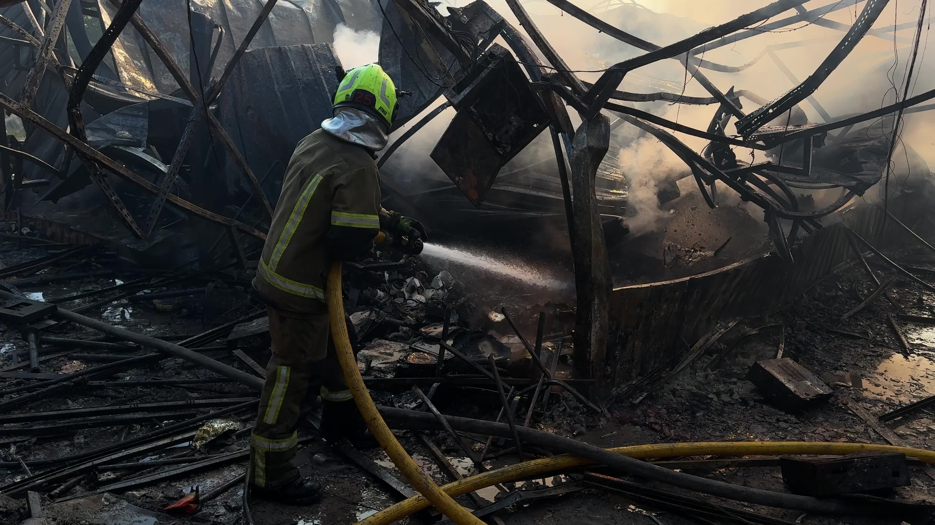 The aftermath of a Russian missile and drone attack on Kyiv, Ukraine, on July 30, 2026.
