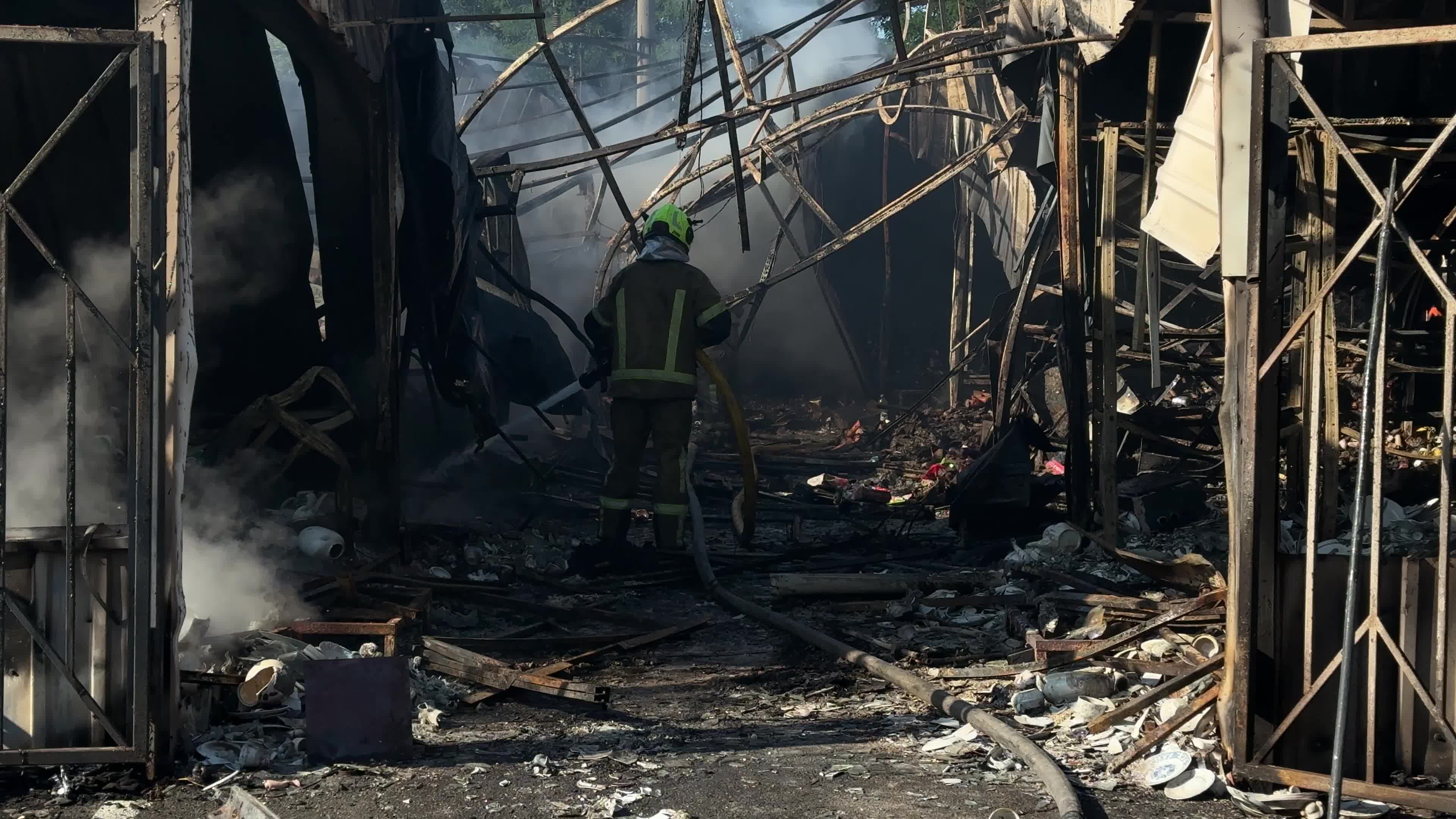 The aftermath of a Russian missile and drone attack on Kyiv, Ukraine, on July 30, 2026.