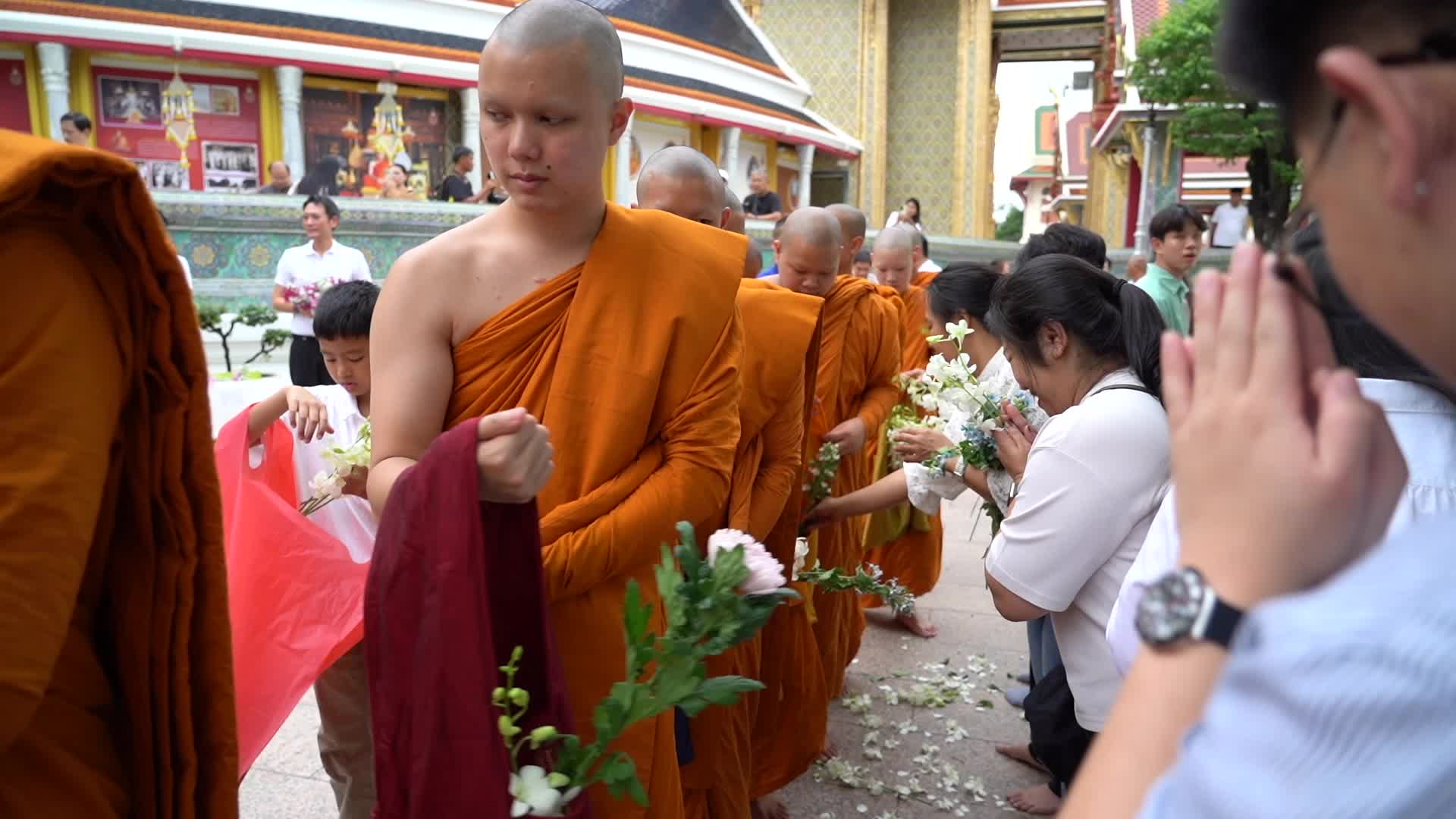 Floral Merit Making Ceremony For The Buddhist Lent Day.