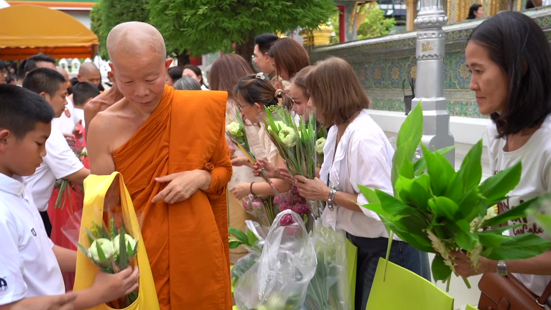 Floral Merit Making Ceremony For The Buddhist Lent Day.