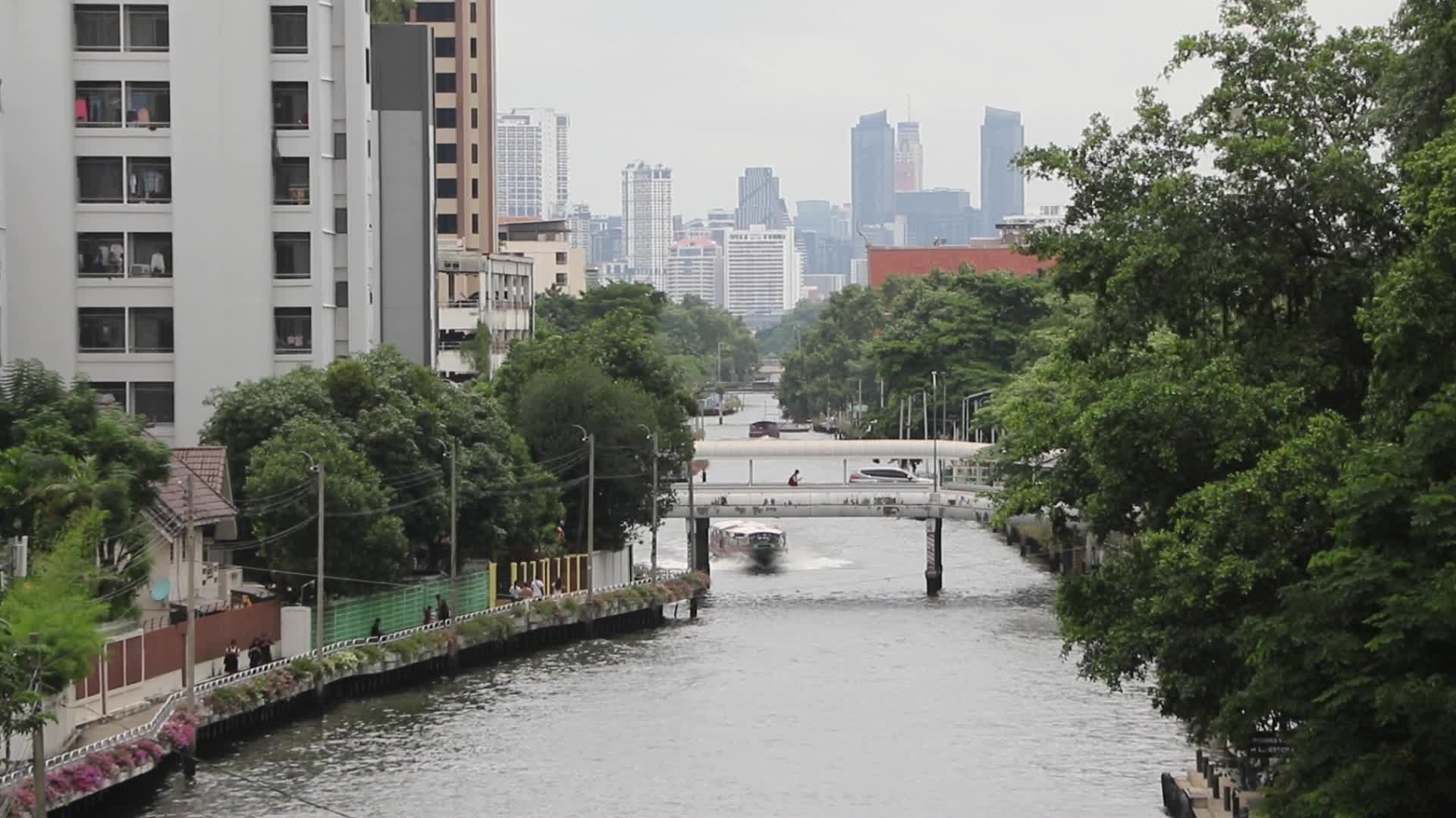 Community boat run on canal