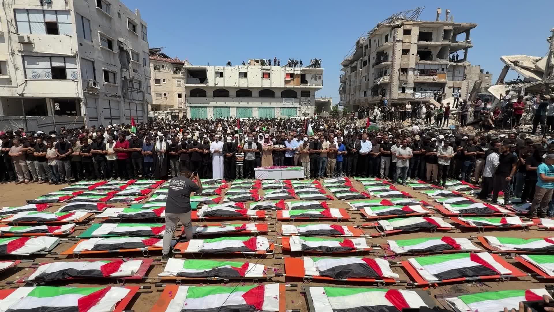 Funeral Of 112 Members Of The Hassayna And Abu Sharia Clan, Who Were Killed In An Israeli Strike