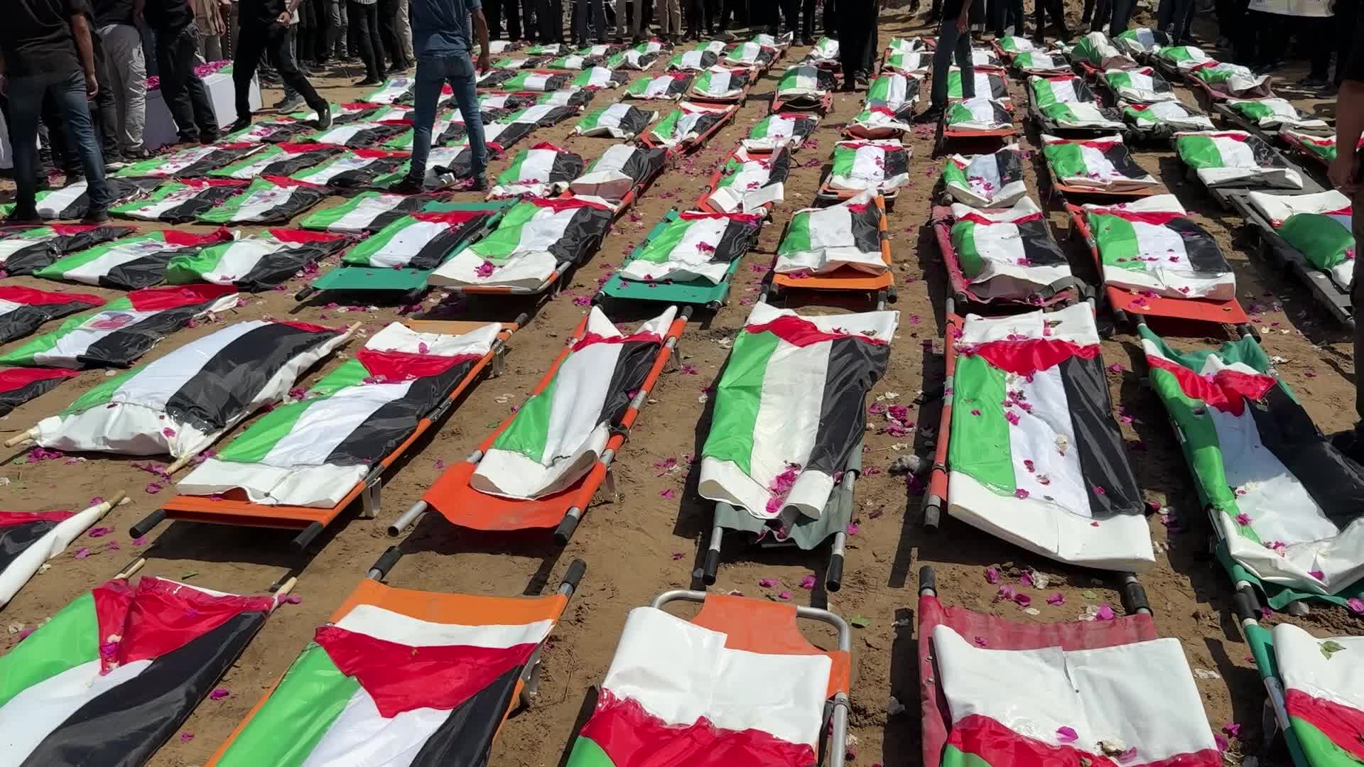 Funeral Of 112 Members Of The Hassayna And Abu Sharia Clan, Who Were Killed In An Israeli Strike