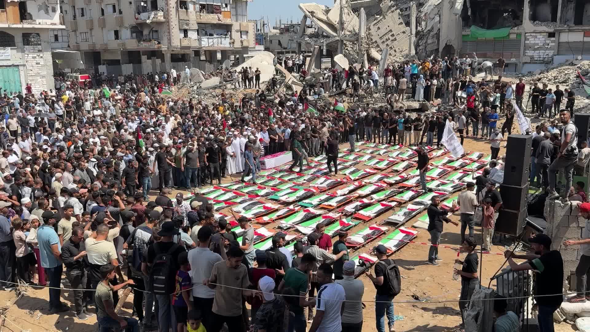 Funeral Of 112 Members Of The Hassayna And Abu Sharia Clan, Who Were Killed In An Israeli Strike