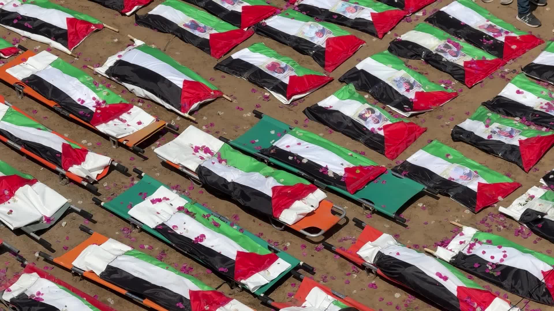 Funeral Of 112 Members Of The Hassayna And Abu Sharia Clan, Who Were Killed In An Israeli Strike