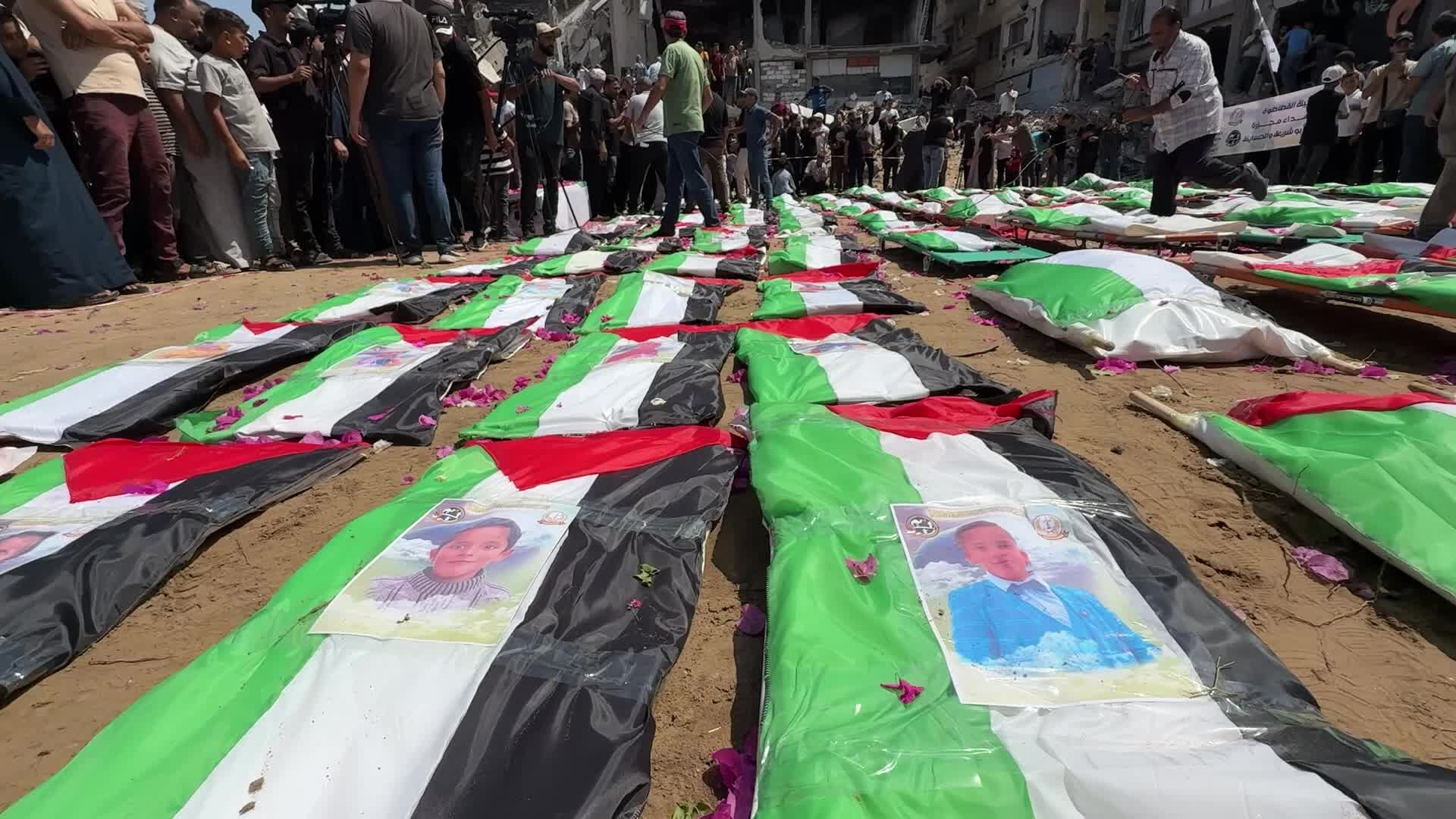 Funeral Of 112 Members Of The Hassayna And Abu Sharia Clan, Who Were Killed In An Israeli Strike