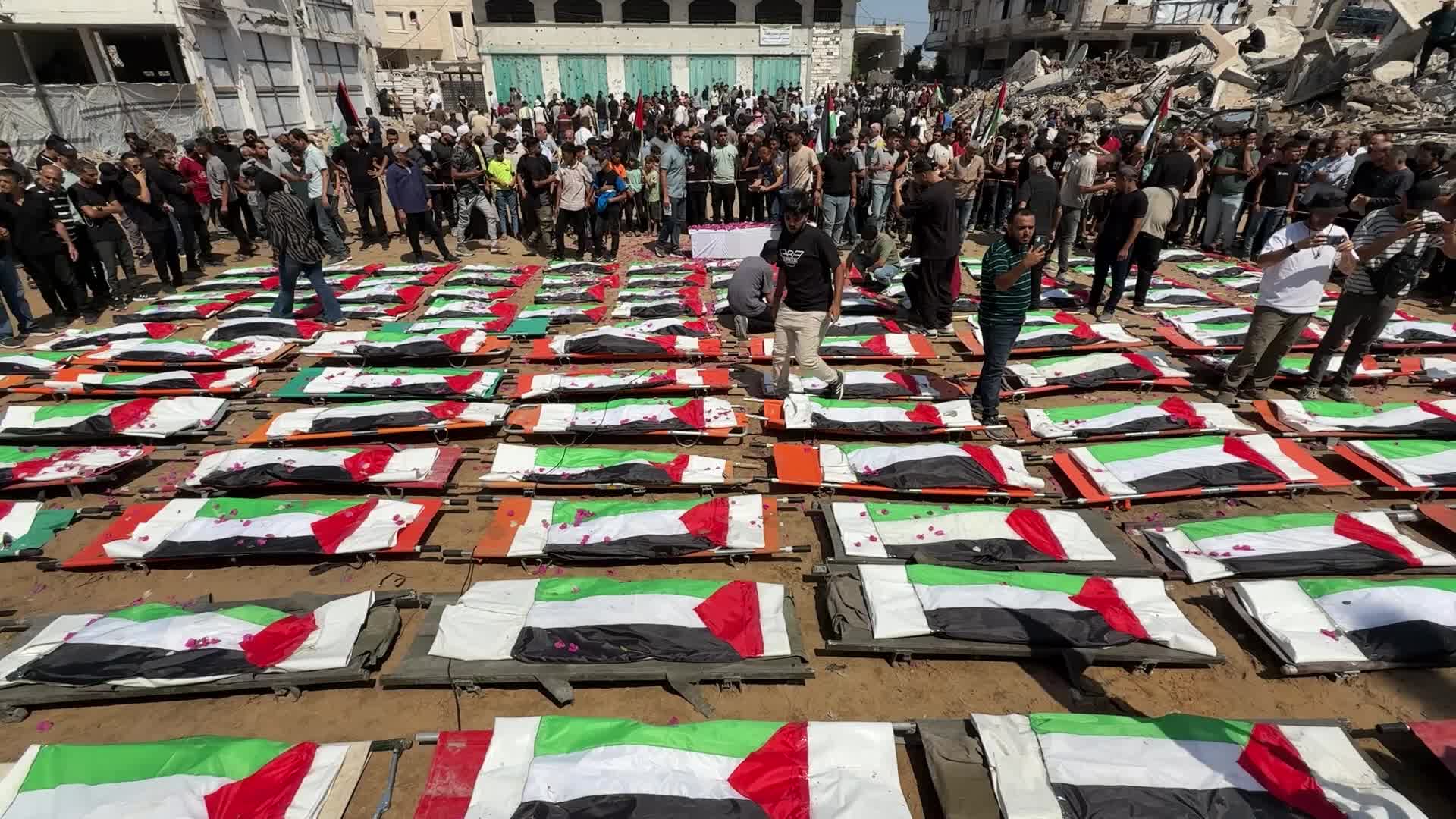 Funeral Of 112 Members Of The Hassayna And Abu Sharia Clan, Who Were Killed In An Israeli Strike