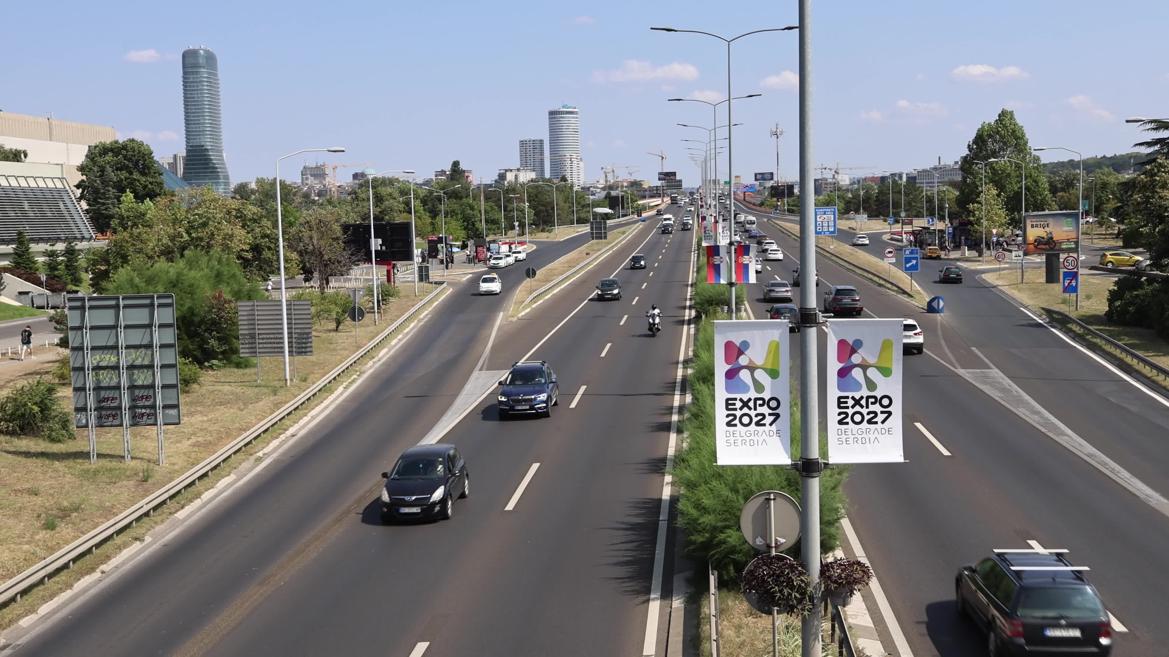 A1 (E-75) Motorway near Sava Center in Belgrade