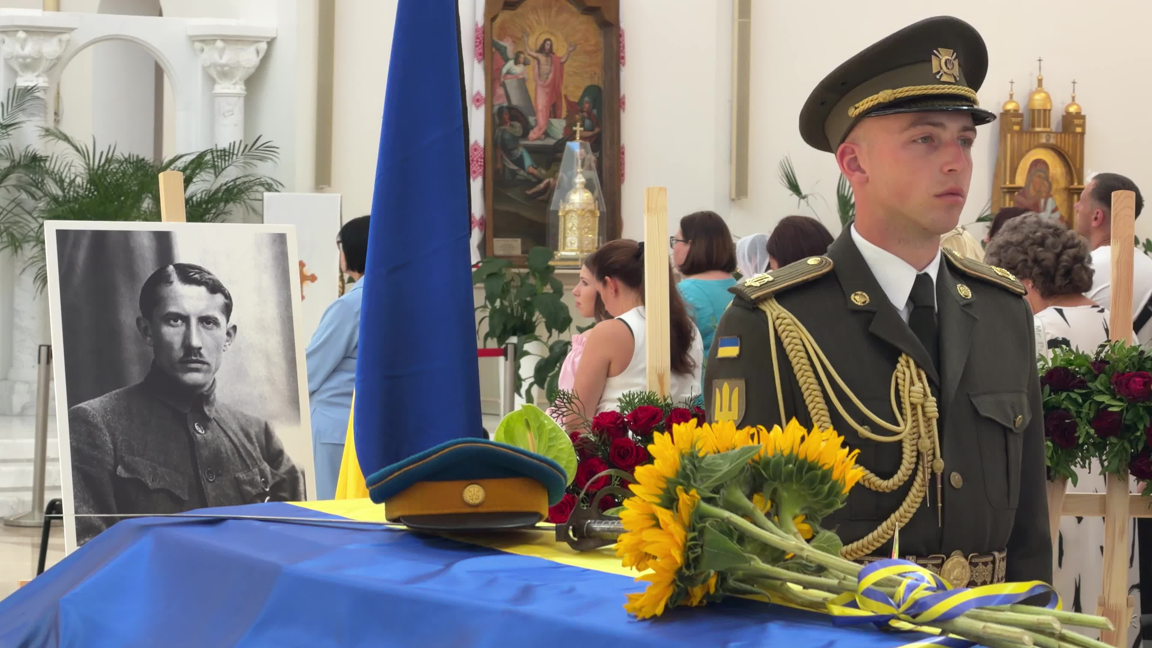 A ceremony honoring Yevhen Konovalets in Kyiv, Ukraine