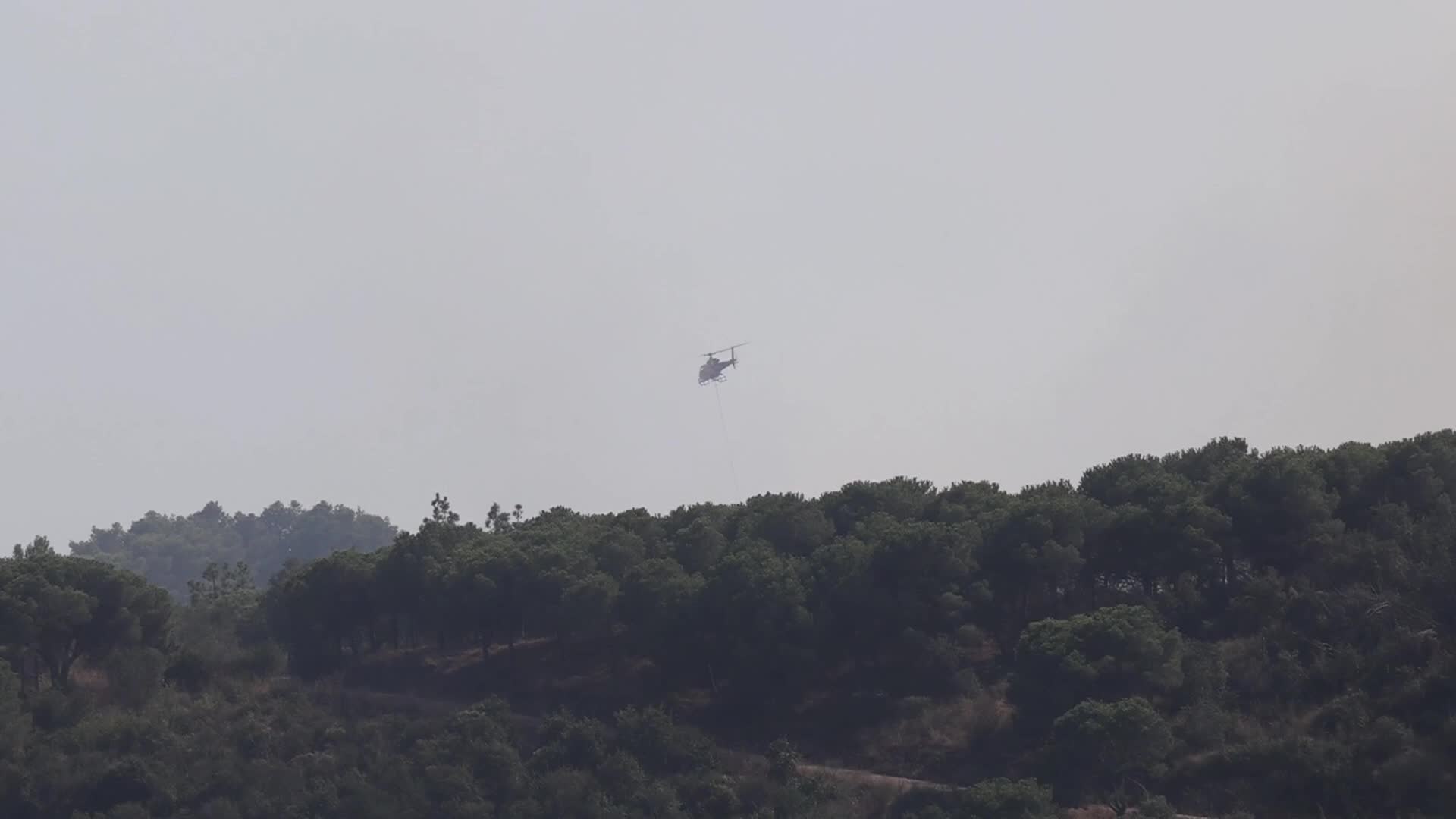 Forest fire in the upper part of Barcelona