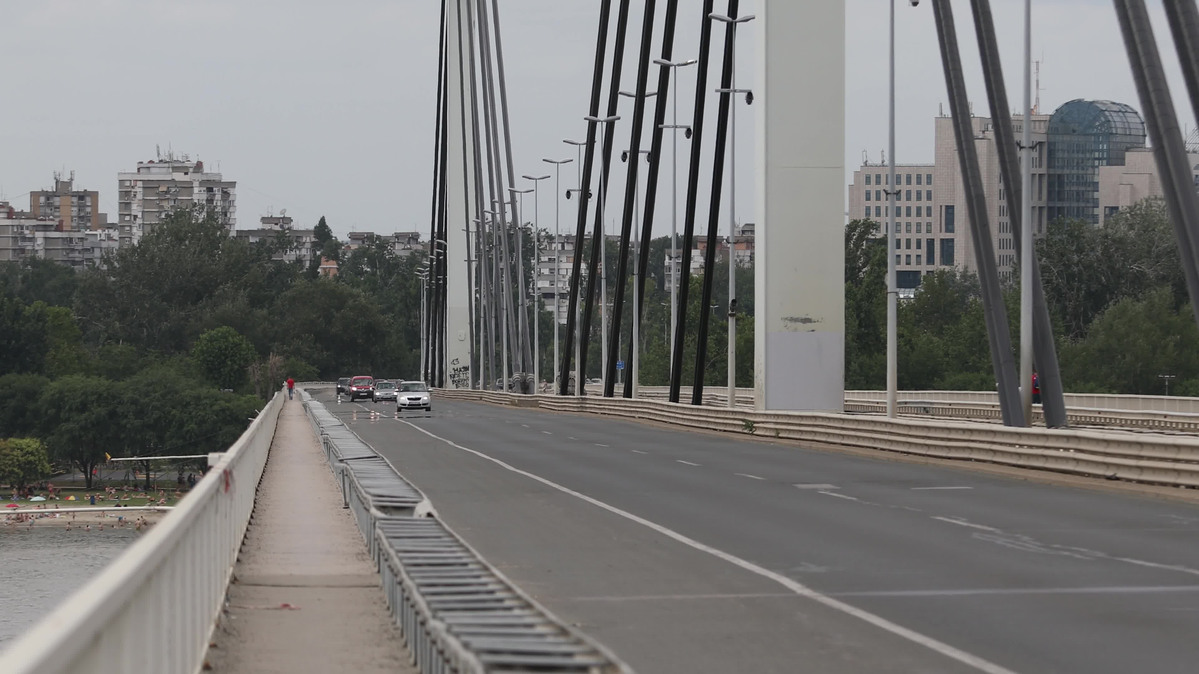 Cars on Liberty Bridge in Novi Sad