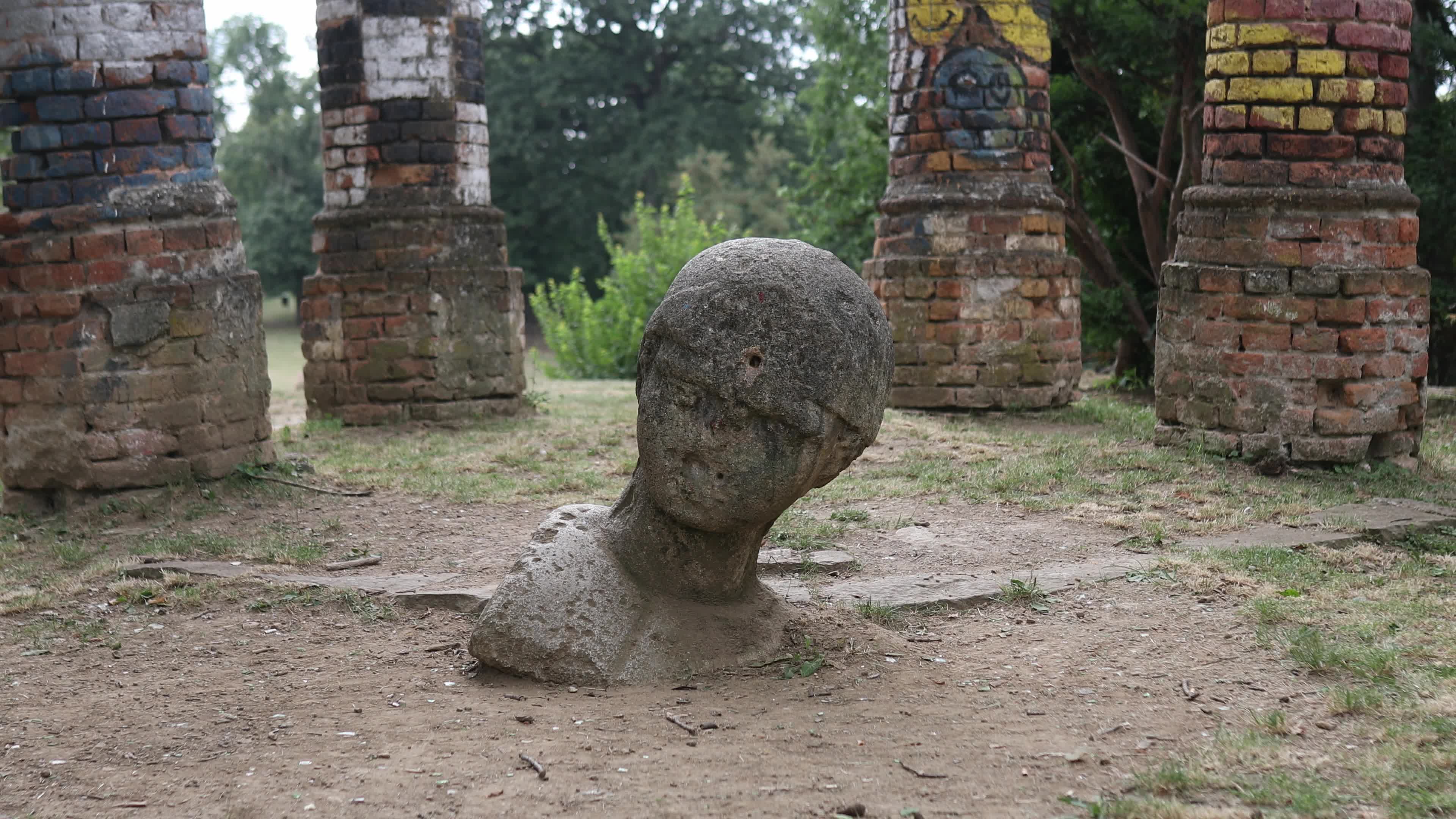 Old sculptural composition in Serbia