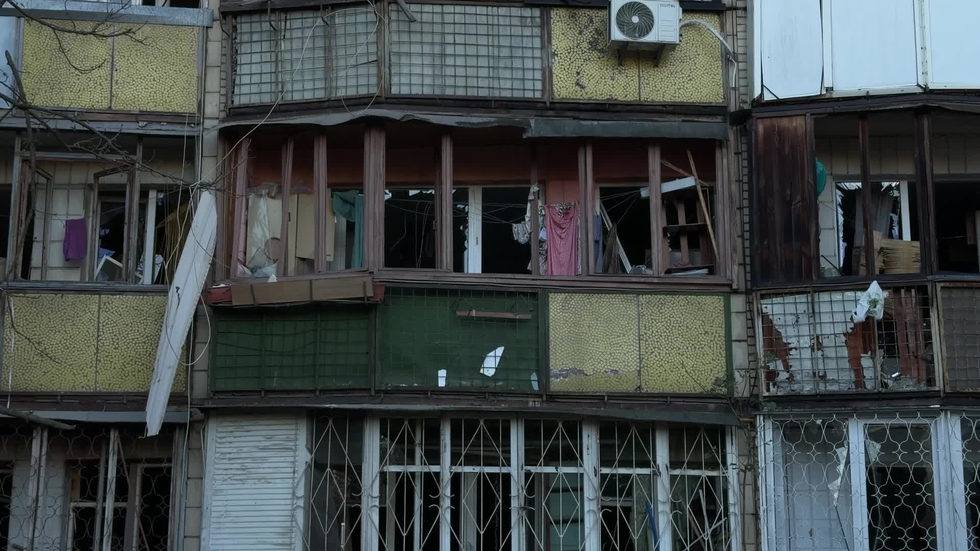 The aftermath of a massive Russian overnight attack is seen in Kyiv, Ukraine, on August 20, 2026.