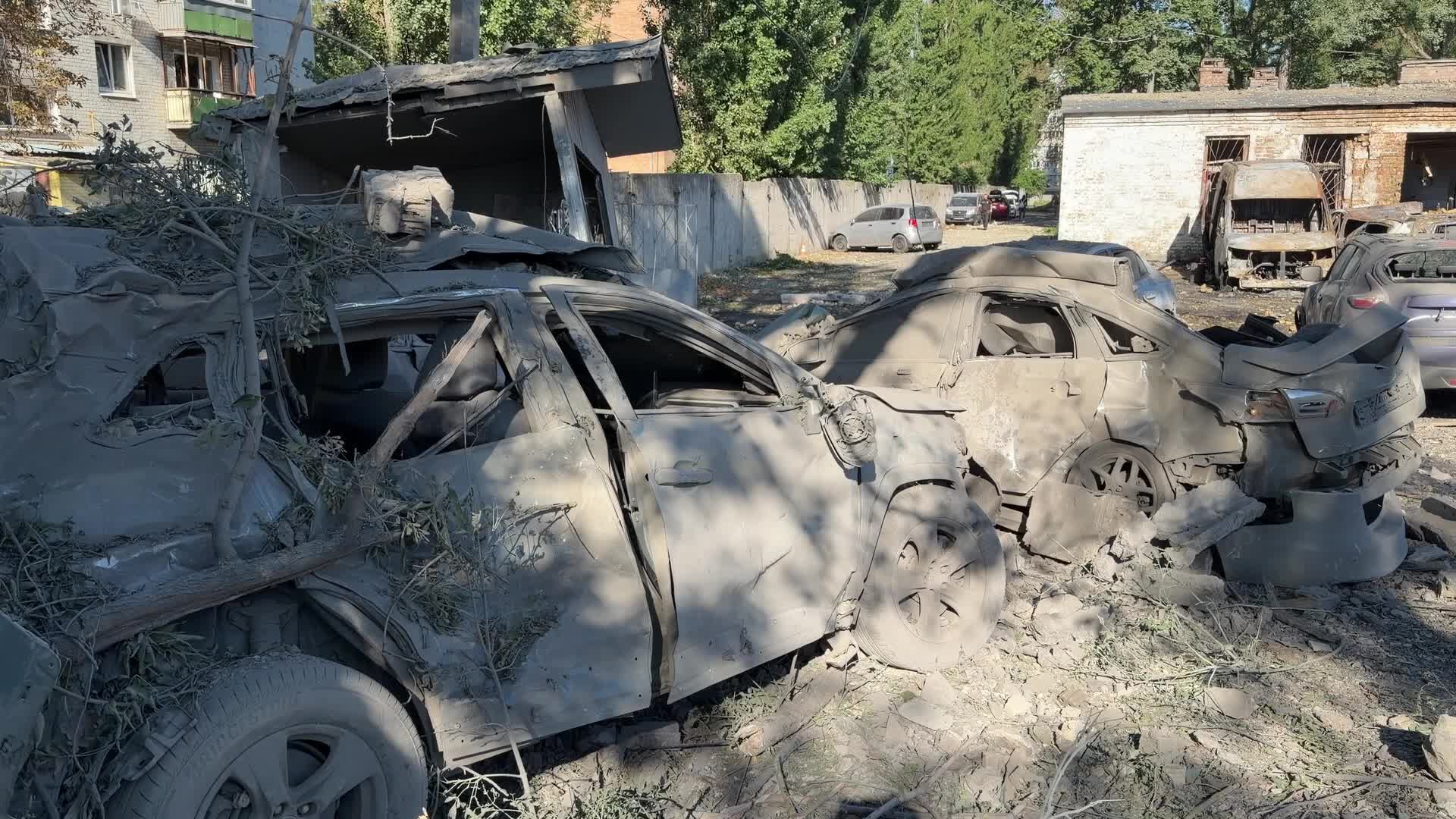 The aftermath of a massive Russian overnight attack is seen in Kyiv, Ukraine, on August 20, 2026.
