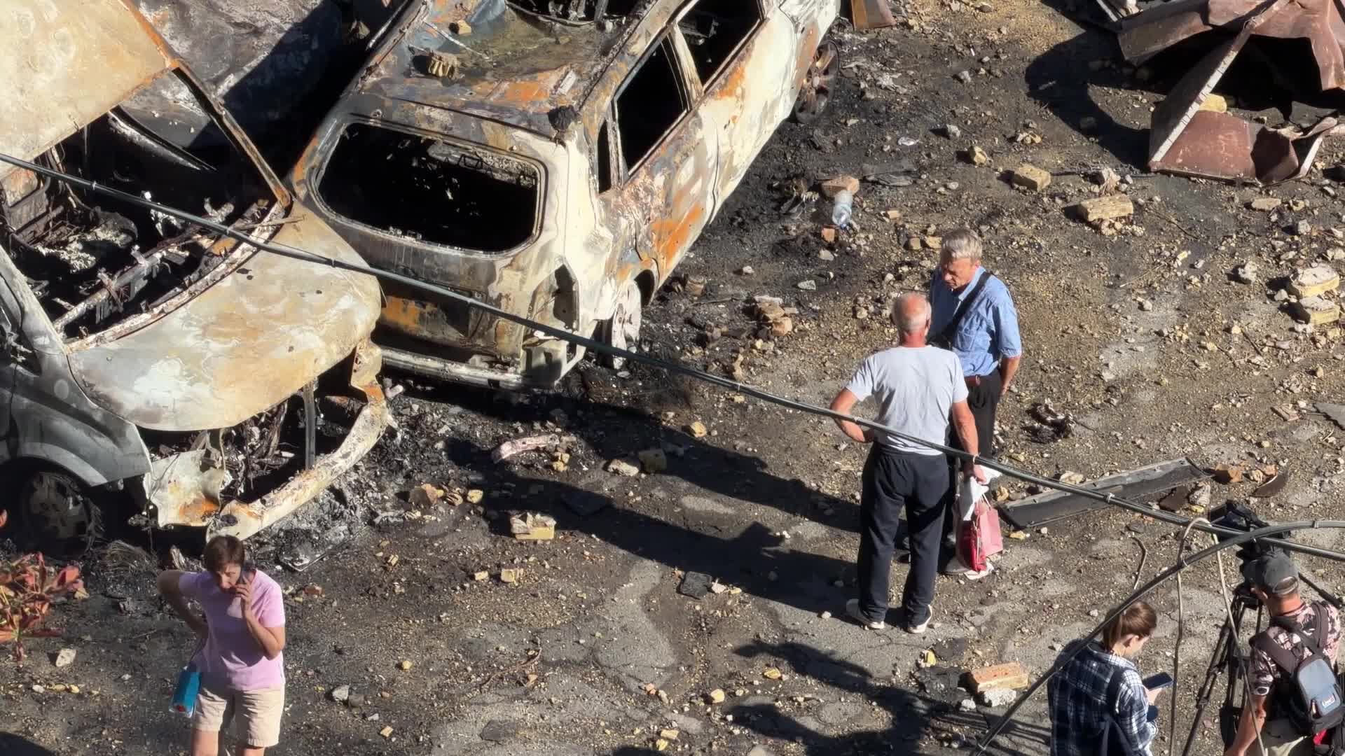 The aftermath of a massive Russian overnight attack is seen in Kyiv, Ukraine, on August 20, 2026.