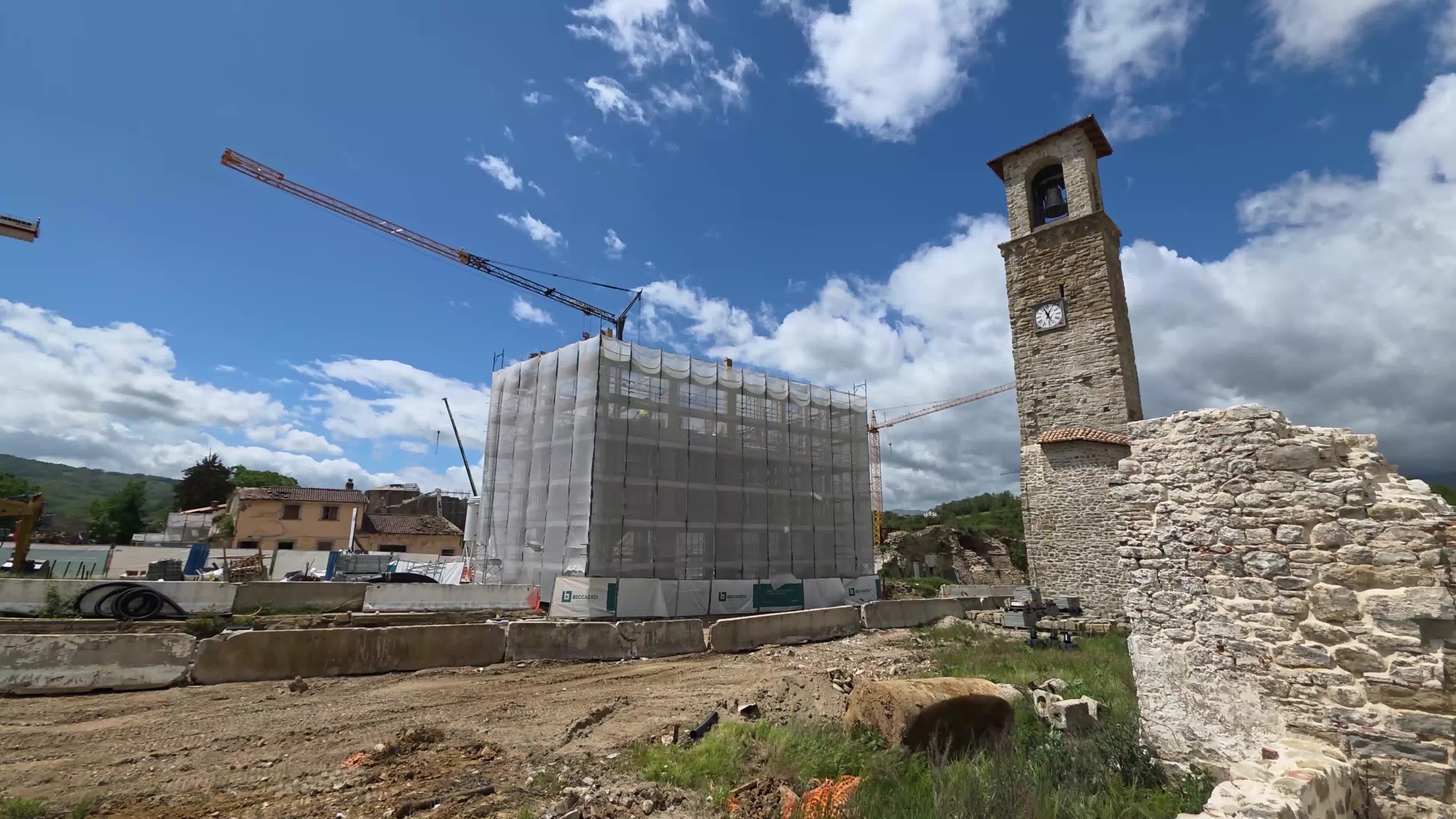 Amatrice 10 Years After Italian Earthquake - Reconstruction e Ruins Footage