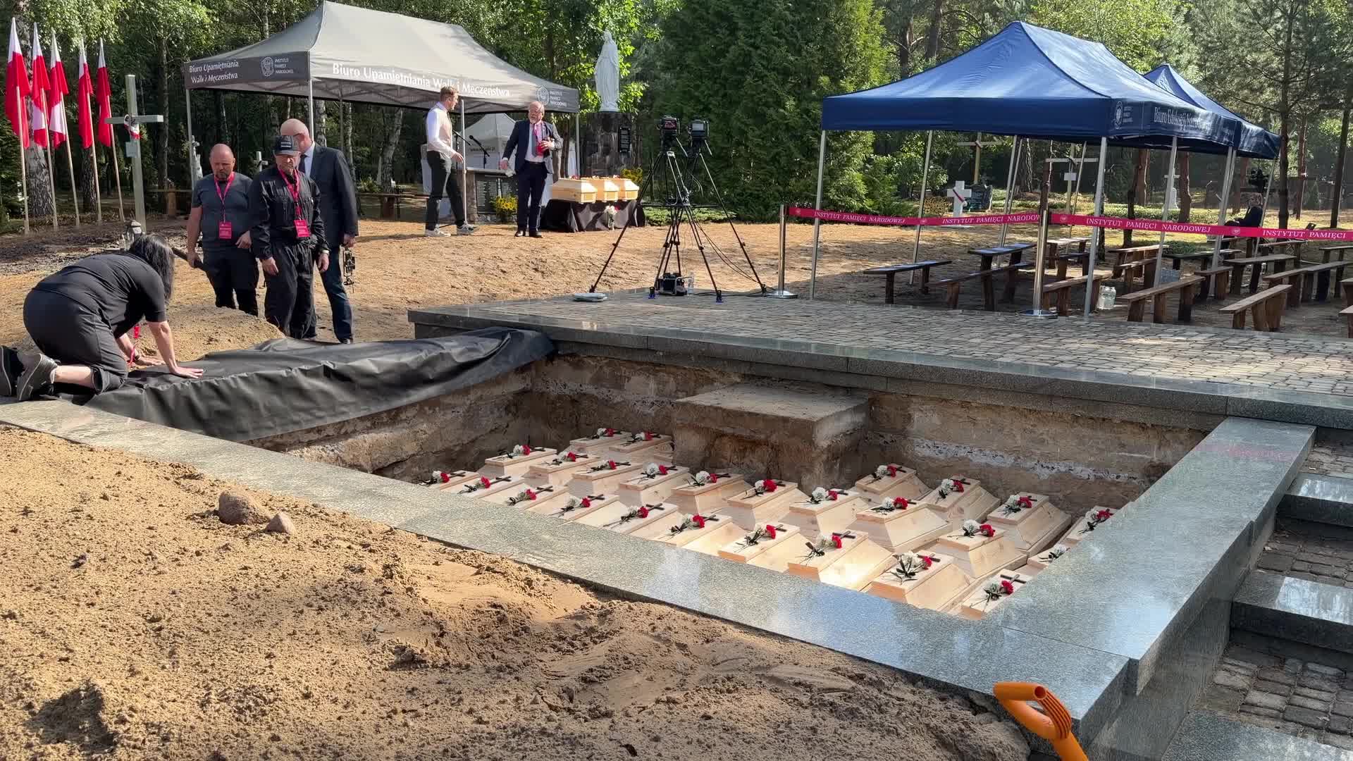Funeral ceremonies in the former Polish village of Ostrówki in Volhynia, Ukraine