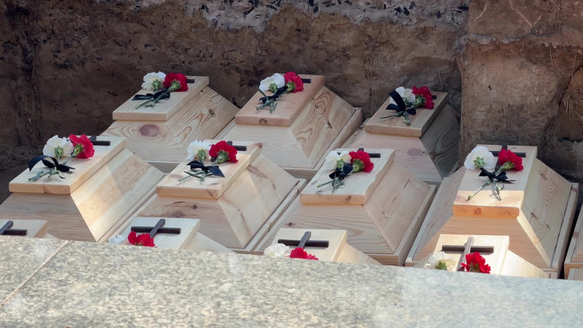 Funeral ceremonies in the former Polish village of Ostrówki in Volhynia, Ukraine