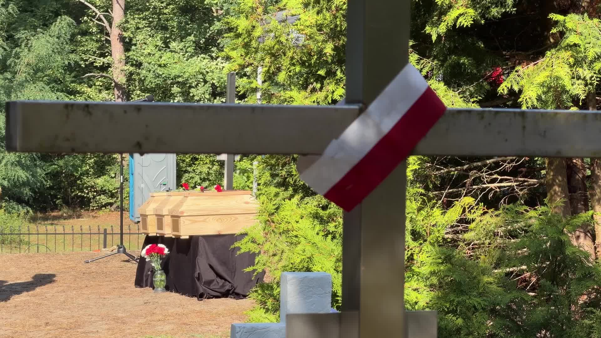 Funeral ceremonies in the former Polish village of Ostrówki in Volhynia, Ukraine