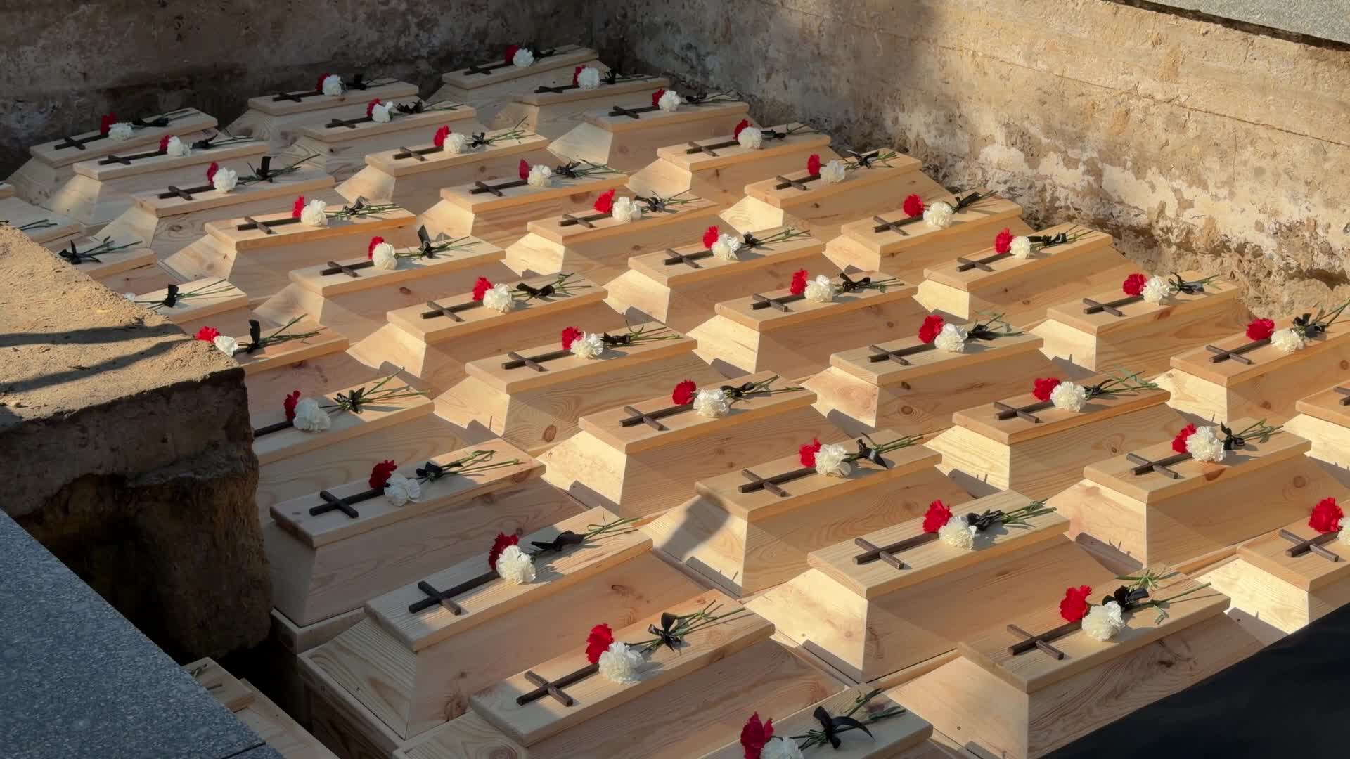 Funeral ceremonies in the former Polish village of Ostrówki in Volhynia, Ukraine