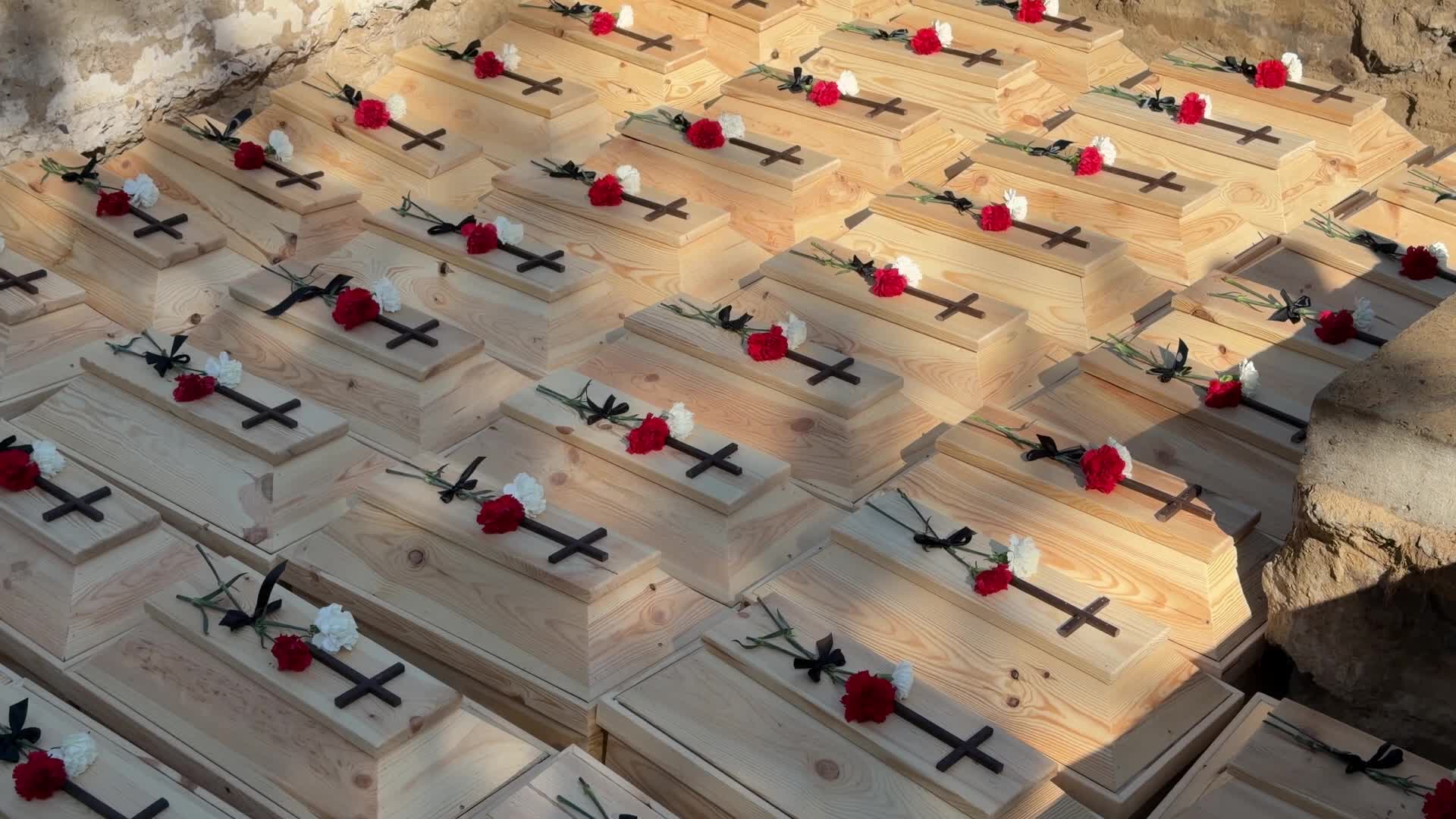 Funeral ceremonies in the former Polish village of Ostrówki in Volhynia, Ukraine