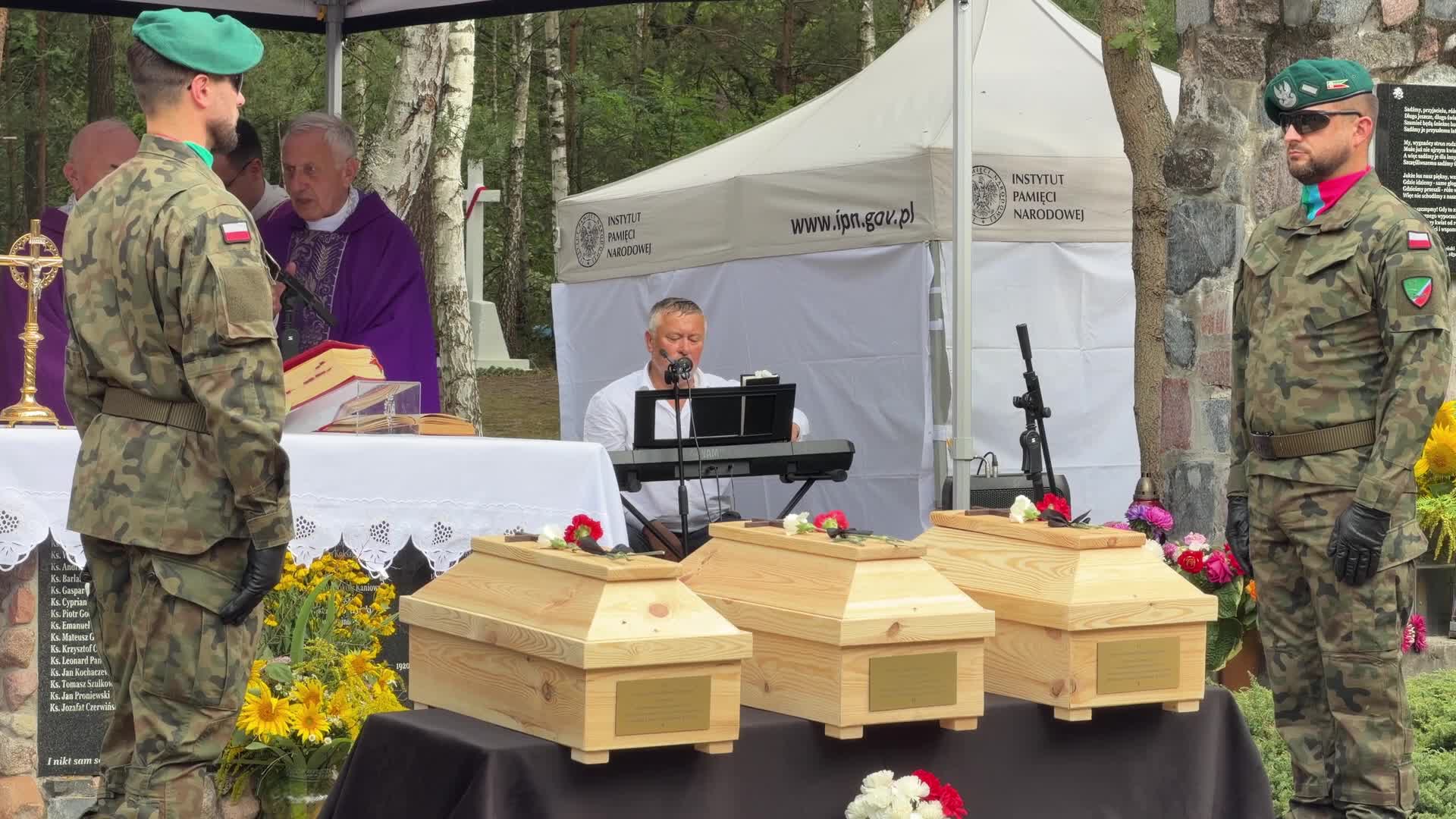 Funeral ceremonies in the former Polish village of Ostrówki in Volhynia, Ukraine