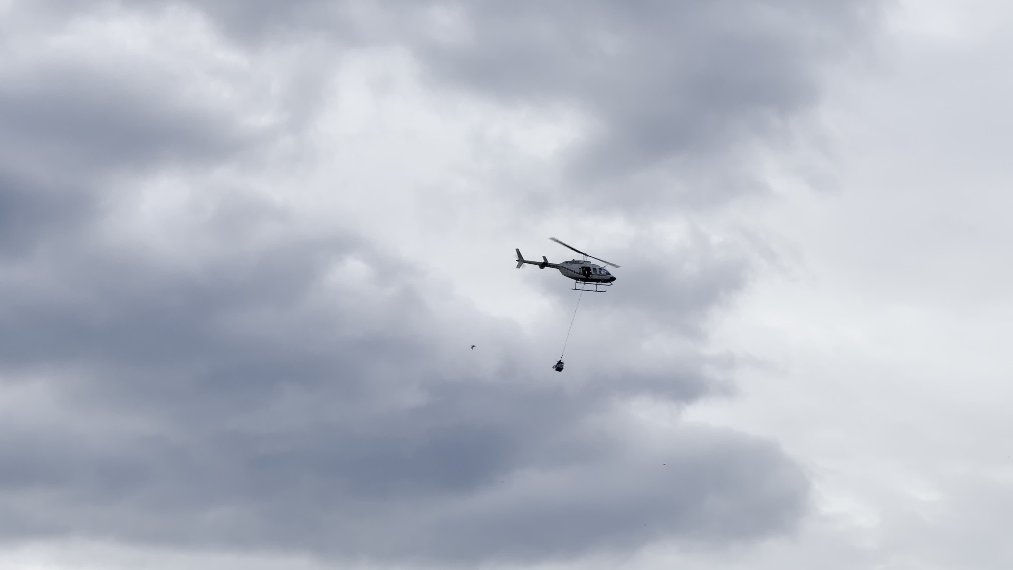 NEPAL: Rescue Helicopter Conducts Aerial Operations Over Flood-Devastated Trishuli Basin