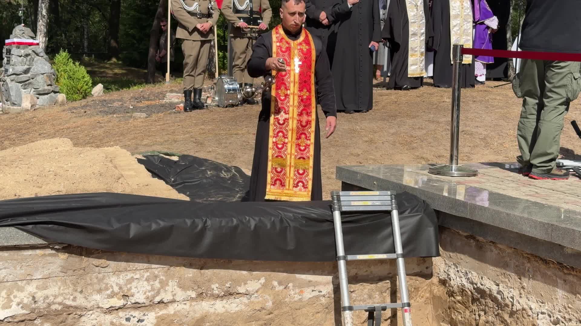 Funeral ceremonies in the former Polish village of Ostrówki in Volhynia, Ukraine