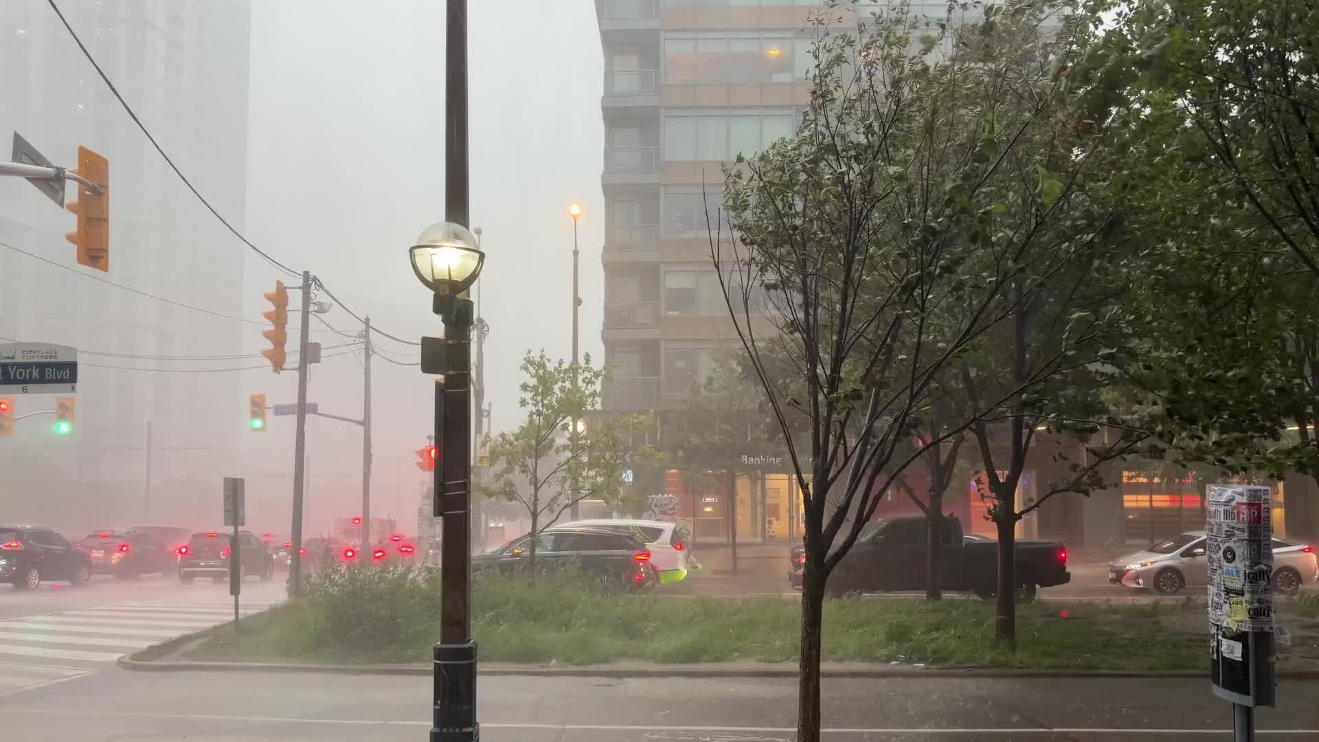 Heavy rain and thunderstorms in Toronto, Canada