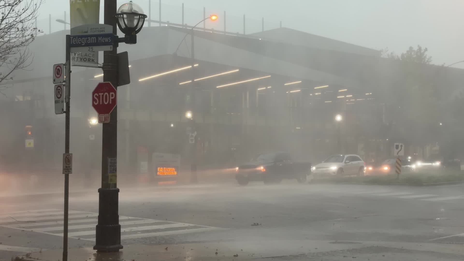 Heavy rain and thunderstorms in Toronto, Canada