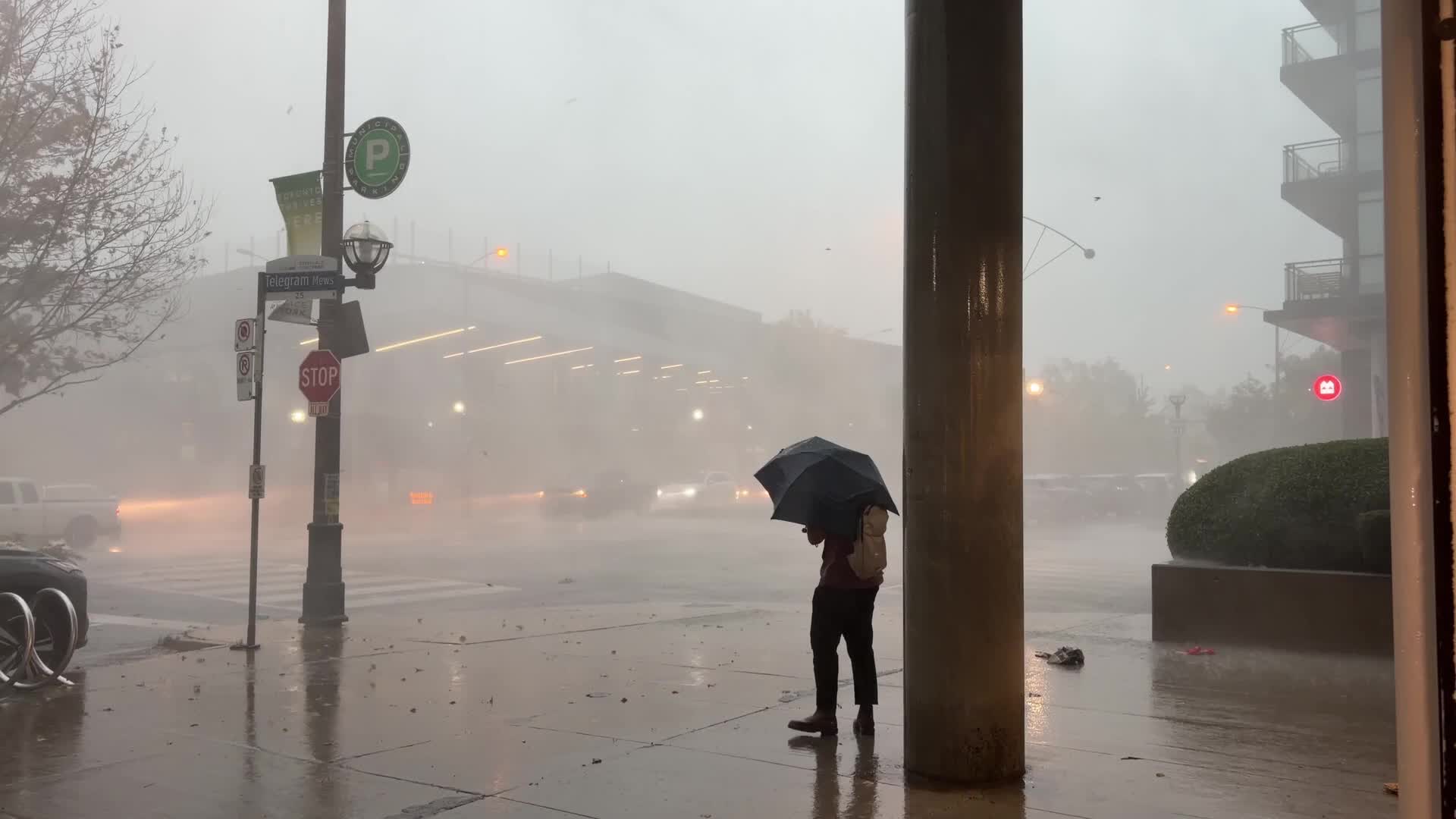 Heavy rain and thunderstorms in Toronto, Canada