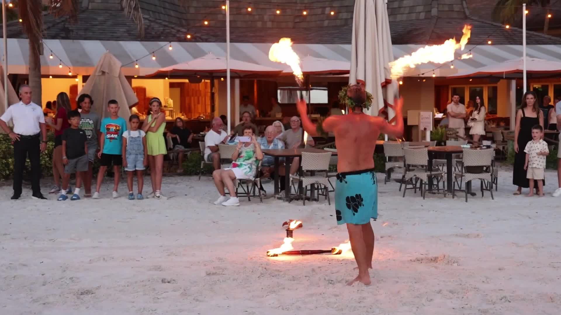 Fire dancer performs in Marco Island
