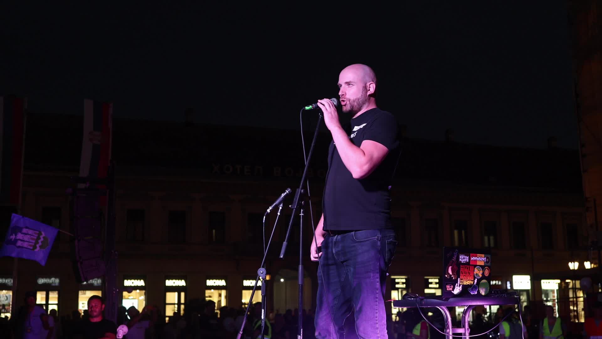 Speaker Addresses Opposition Rally in Novi Sad, Serbia