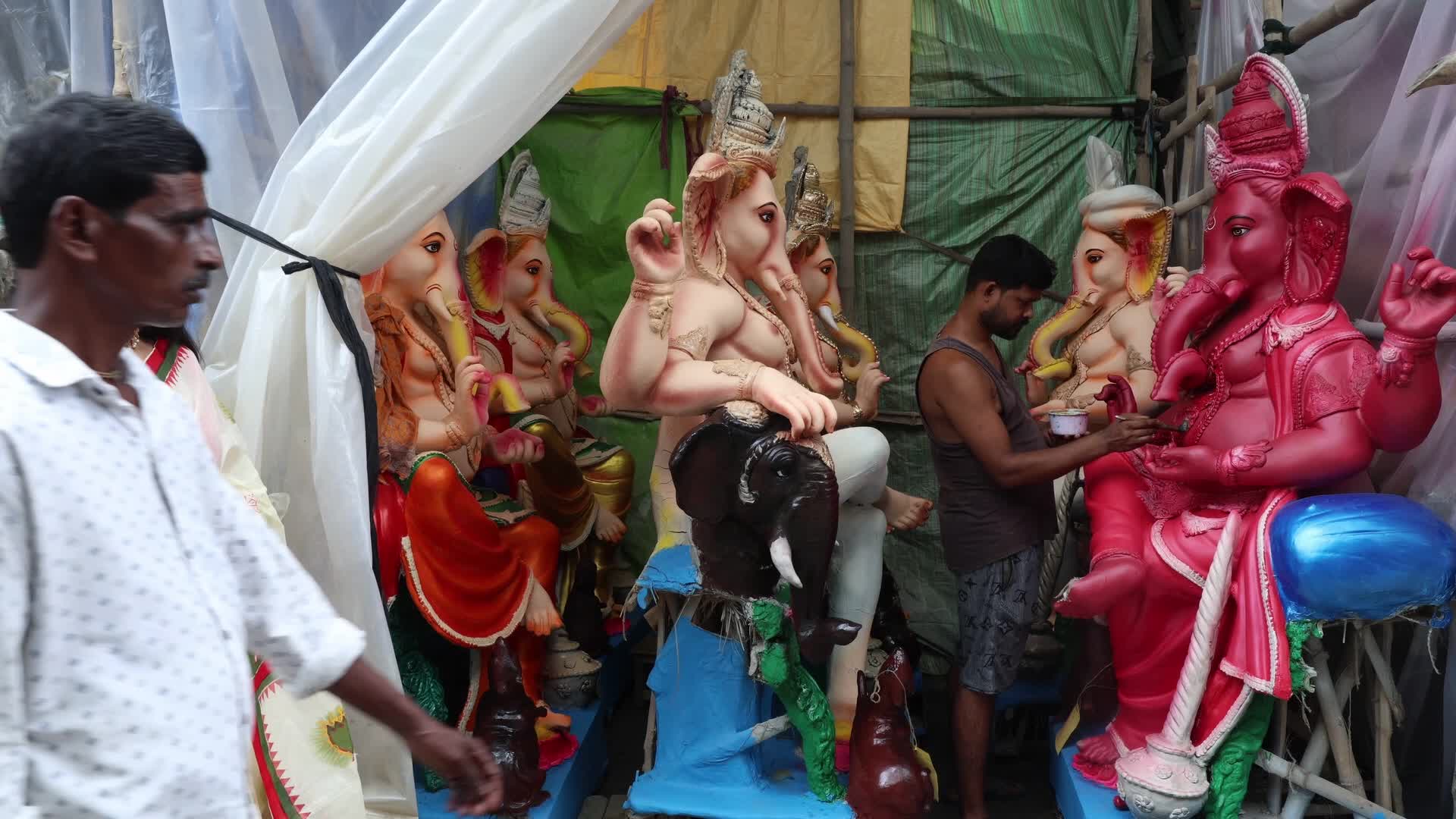 'Ganesh Chaturthi' festival’ preparation in Kolkata,India