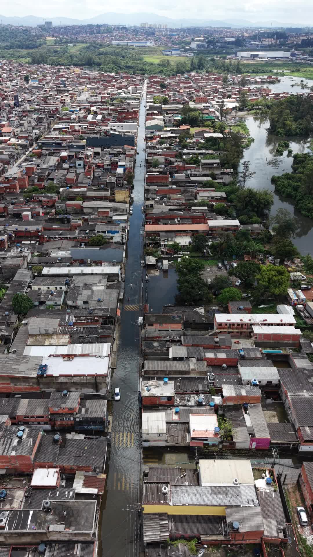 Aerial View Of Flooding In Jardim Pantanal, In The City Of São Paulo, Brazil