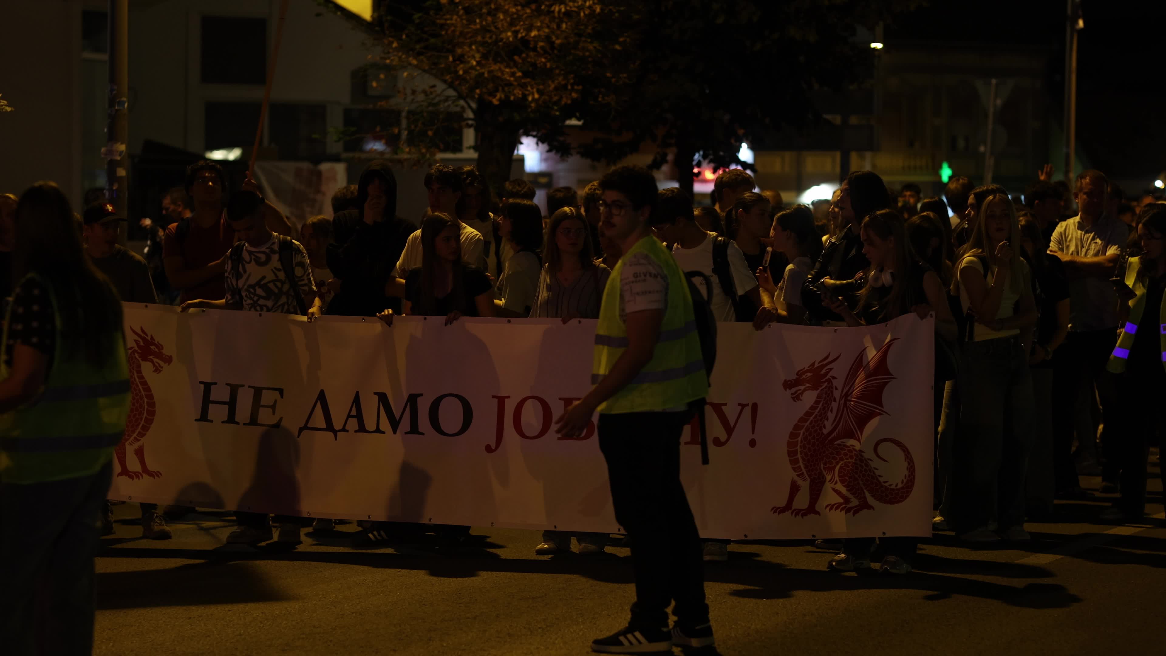 Protest by Students of Jovan Jovanovic Zmaj Gymnasium in Novi Sad, Serbia