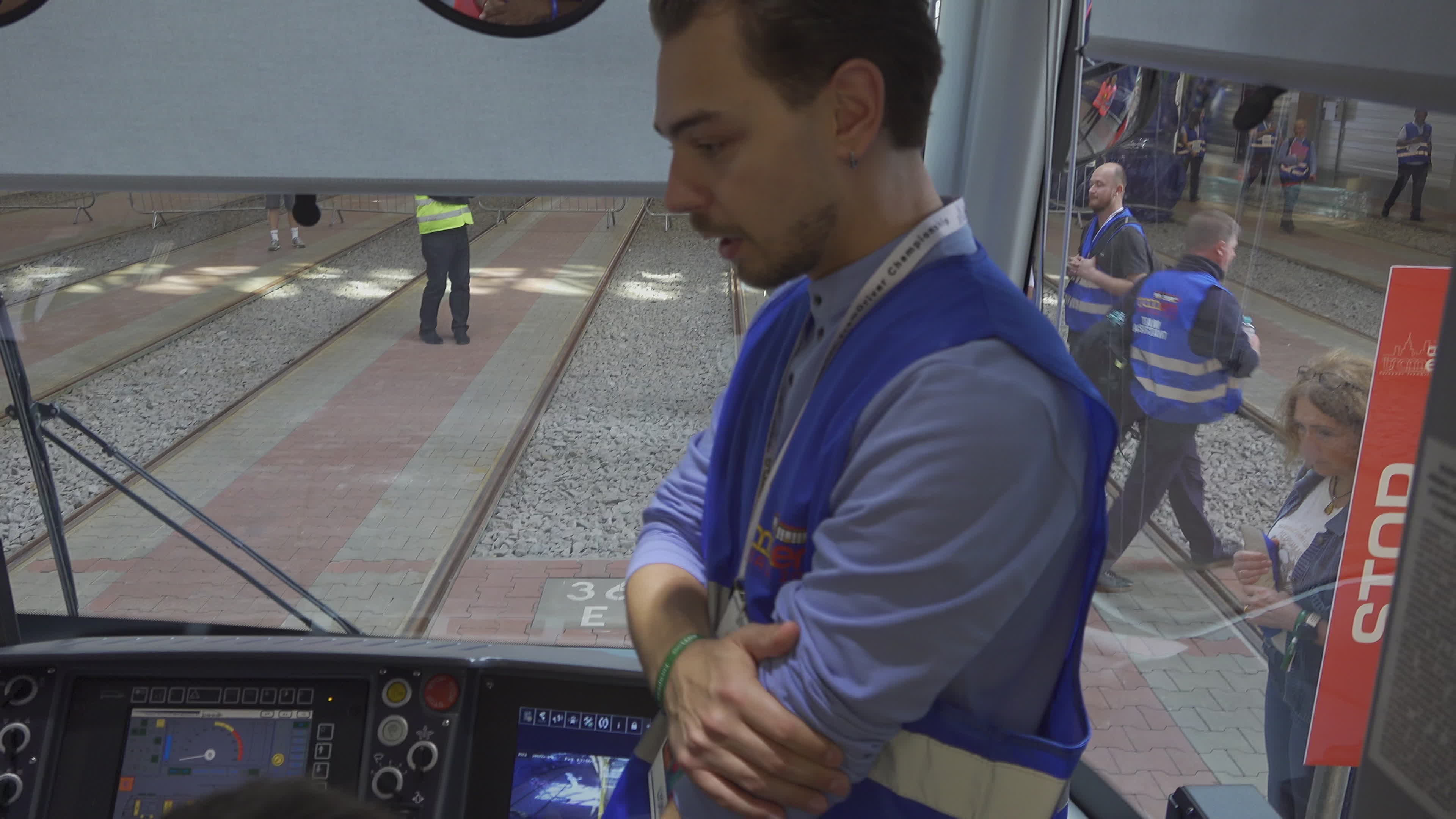 International teams practice for tram driving championships in Warsaw