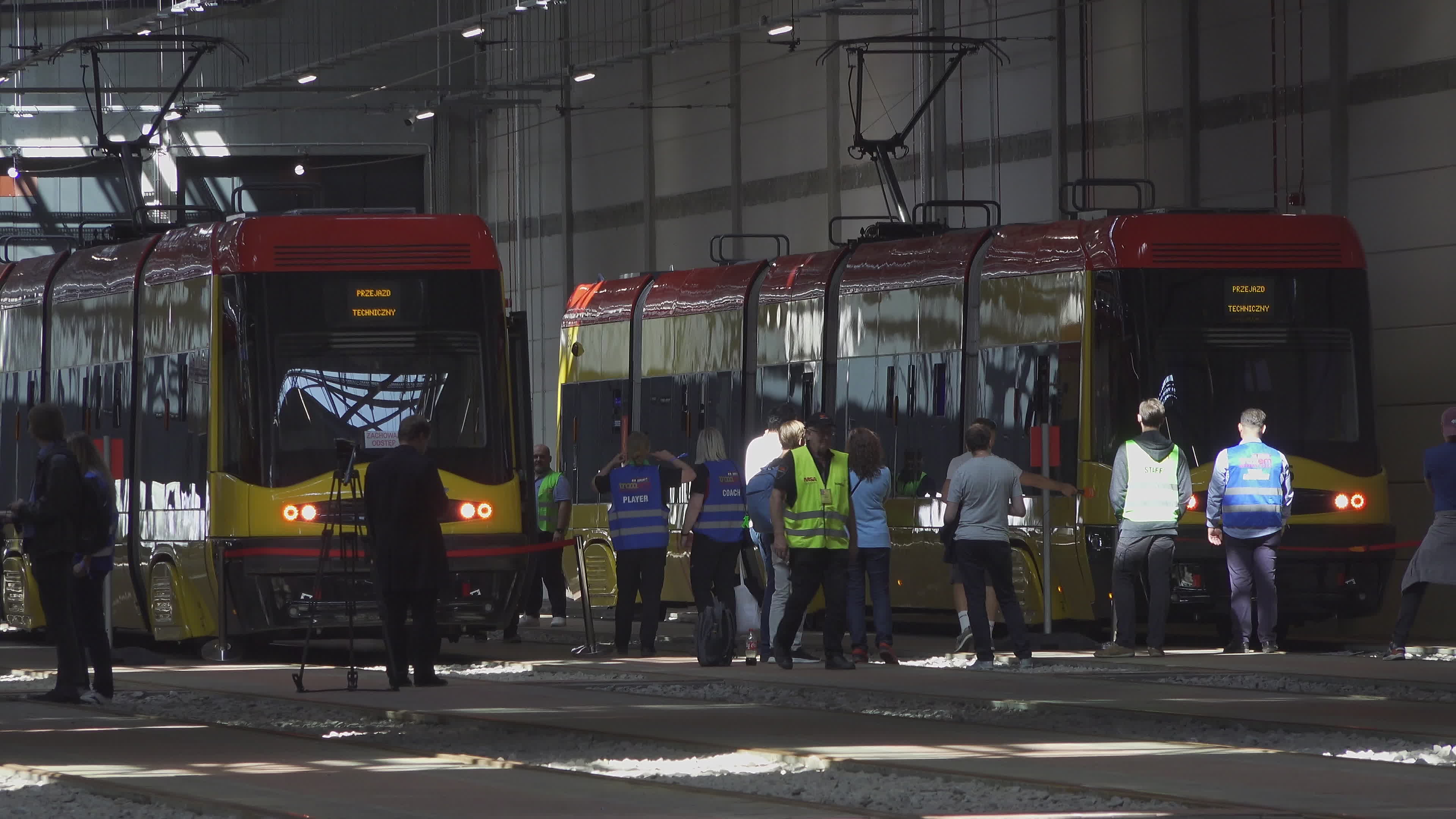 International teams practice for tram driving championships in Warsaw