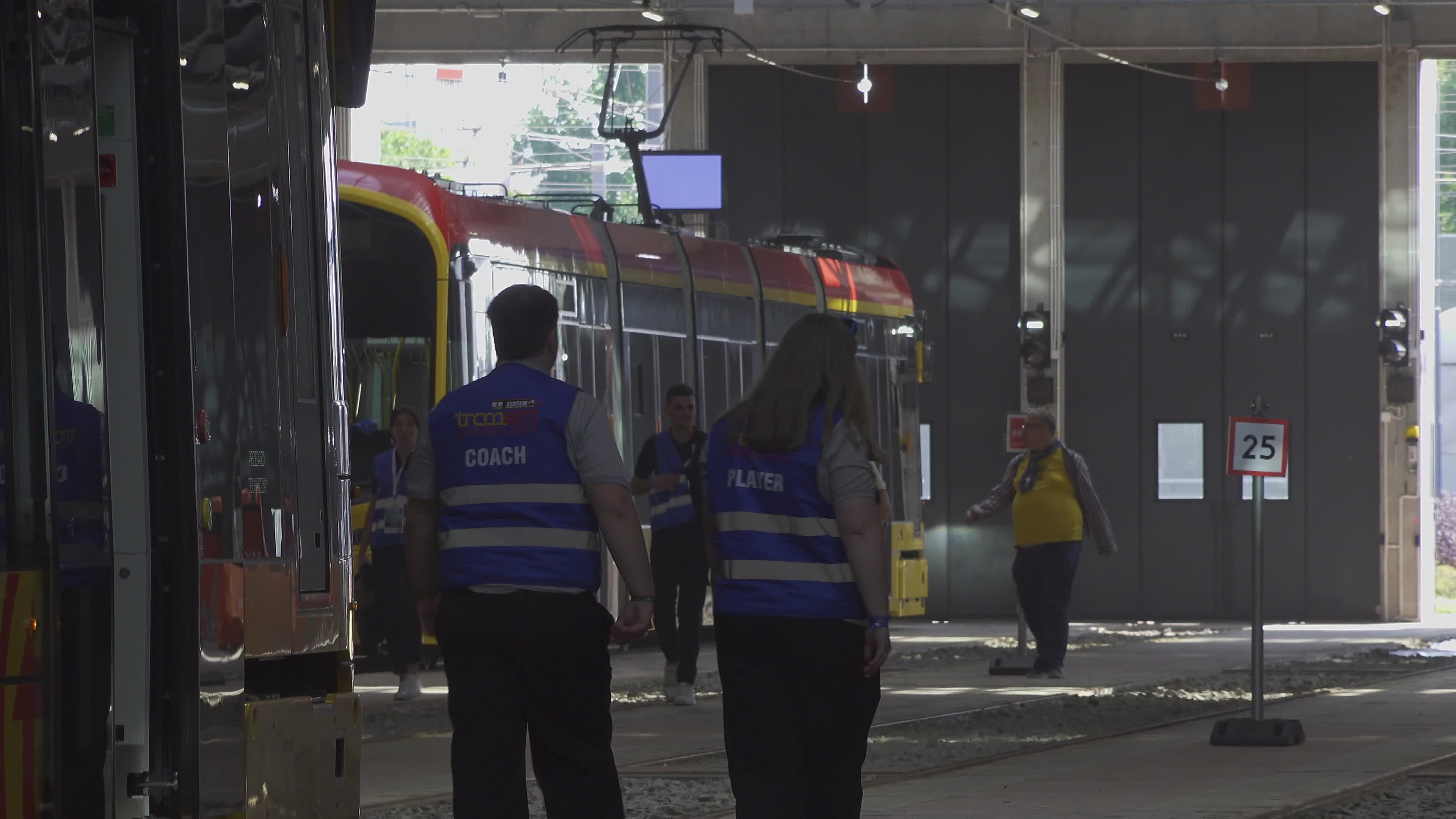 International teams practice for tram driving championships in Warsaw
