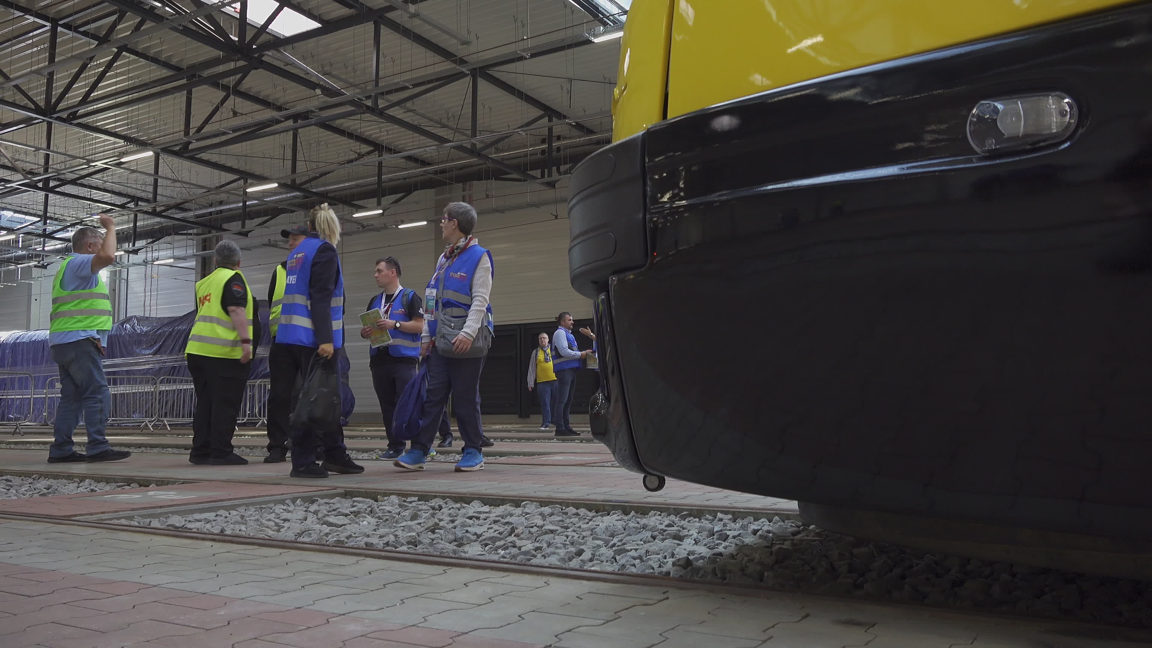 International teams practice for tram driving championships in Warsaw