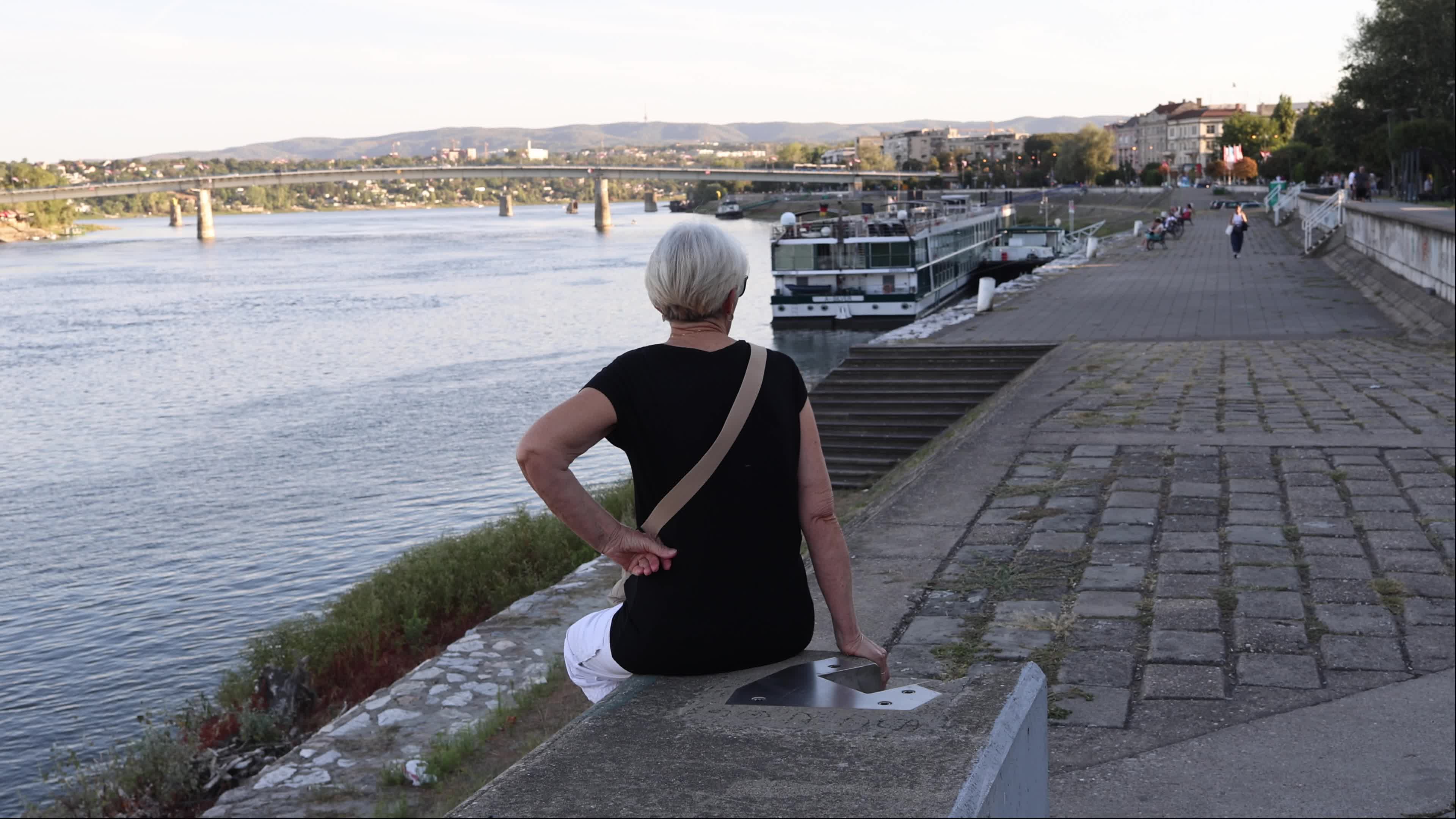 Woman on the Danube Embankment in Serbia